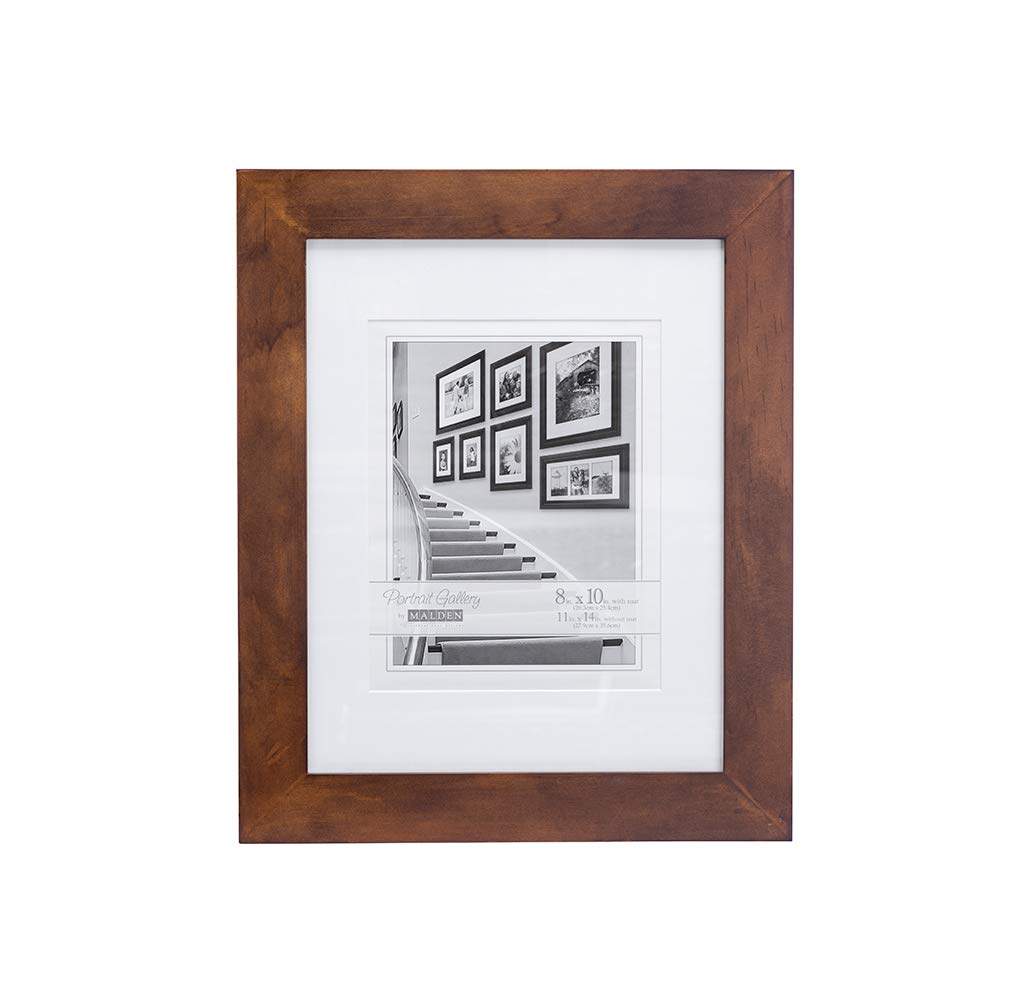 Malden 8x10 Matted Picture Frame Made to Display 5x7 with Mat Walnut wihtout Mat