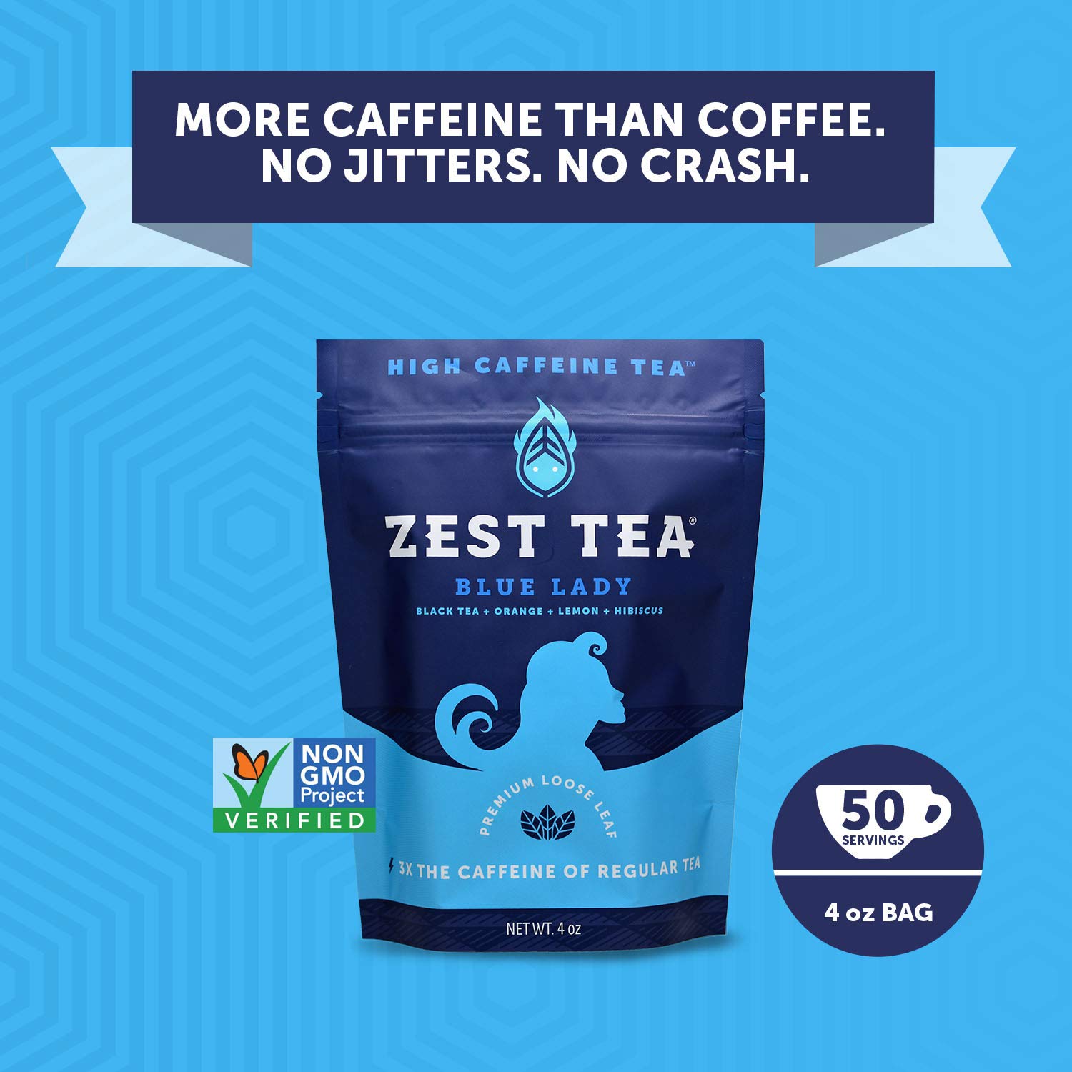 Zest Tea Premium Energy Tea, High Caffeine Coffee Substitute, Perfect For Keto