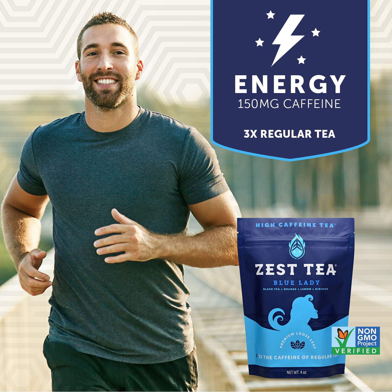 Zest Tea Premium Energy Tea, High Caffeine Coffee Substitute, Perfect For Keto