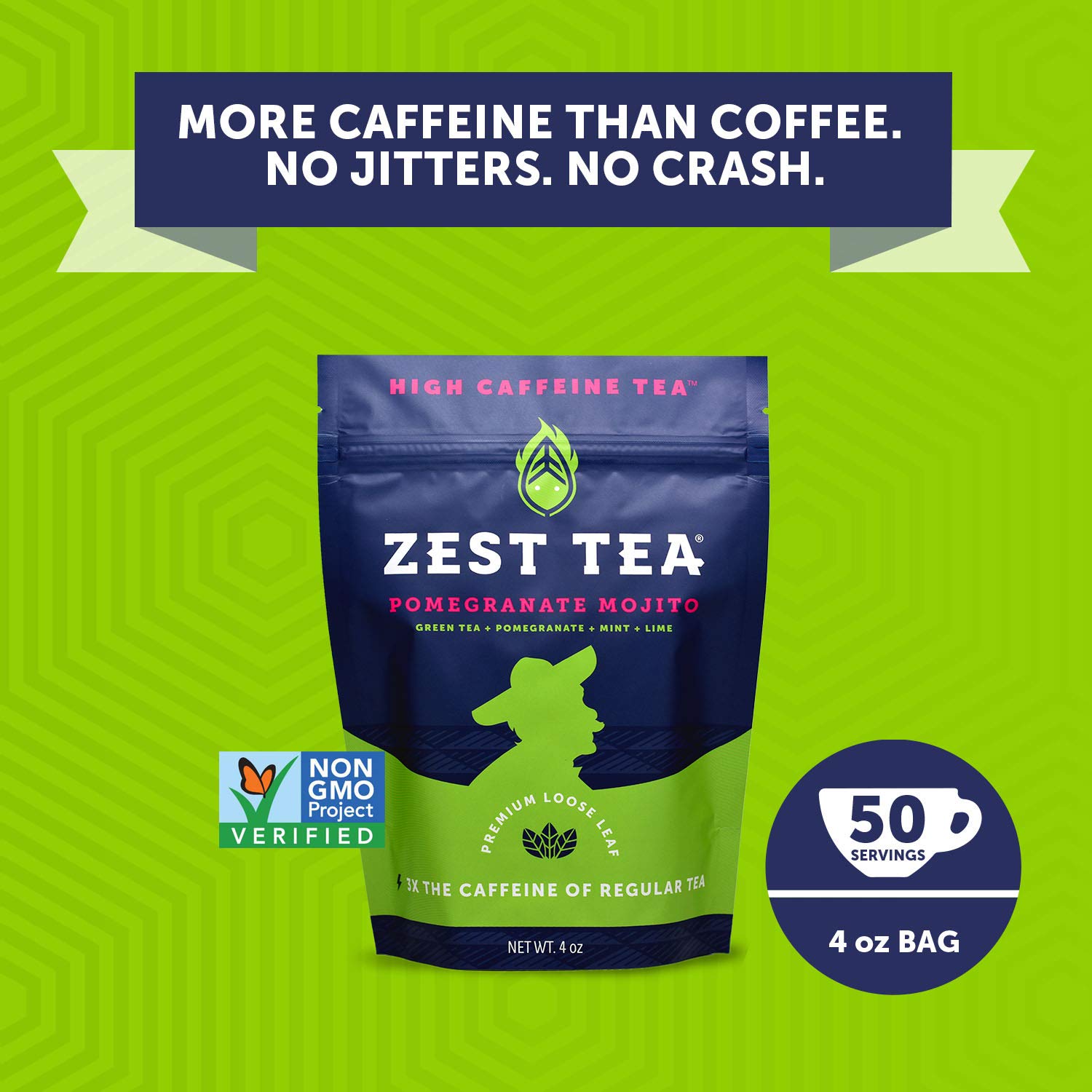 Zest Tea Premium Energy Tea, High Caffeine Coffee Substitute, Perfect For Keto