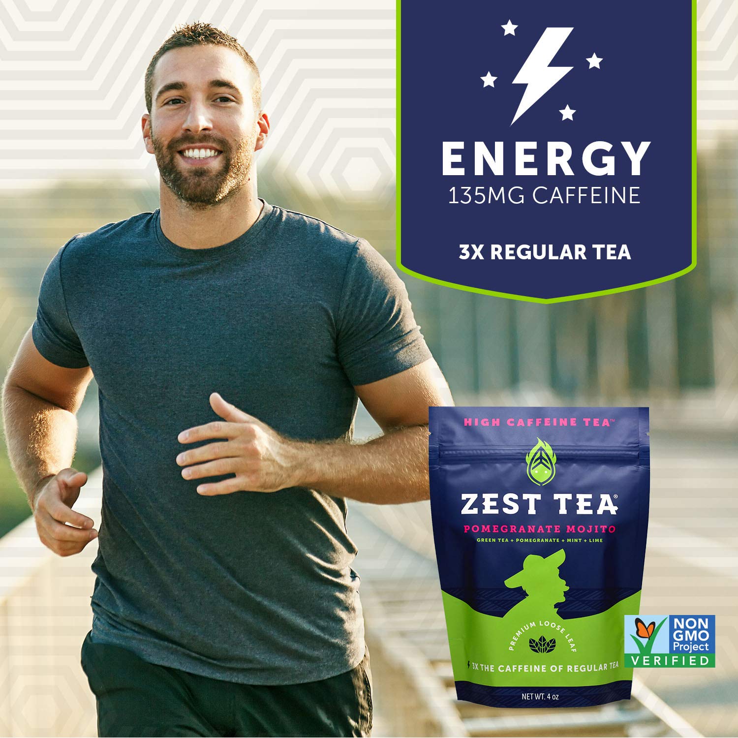 Zest Tea Premium Energy Tea, High Caffeine Coffee Substitute, Perfect For Keto