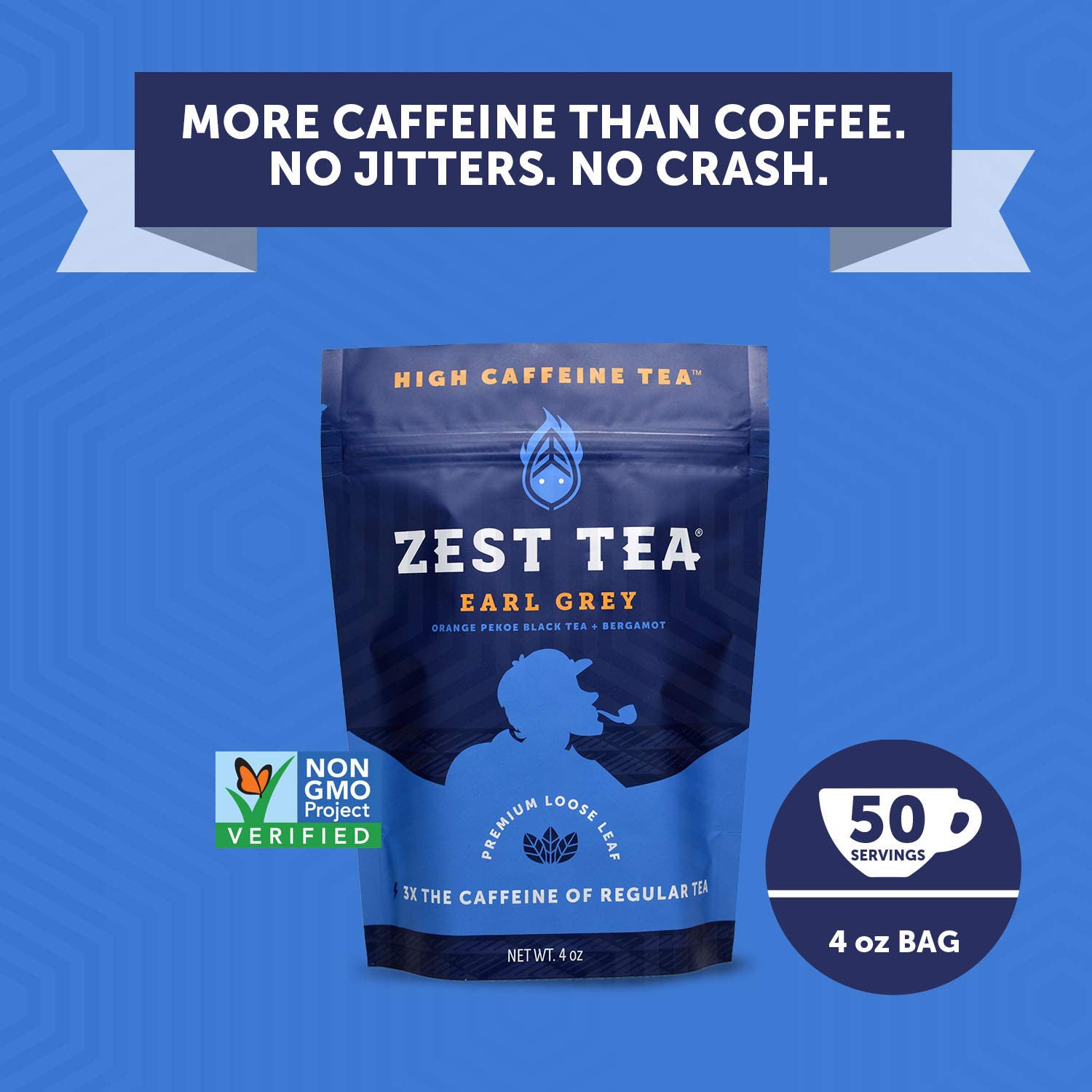 Zest Tea Premium Energy Tea, High Caffeine Coffee Substitute, Perfect For Keto