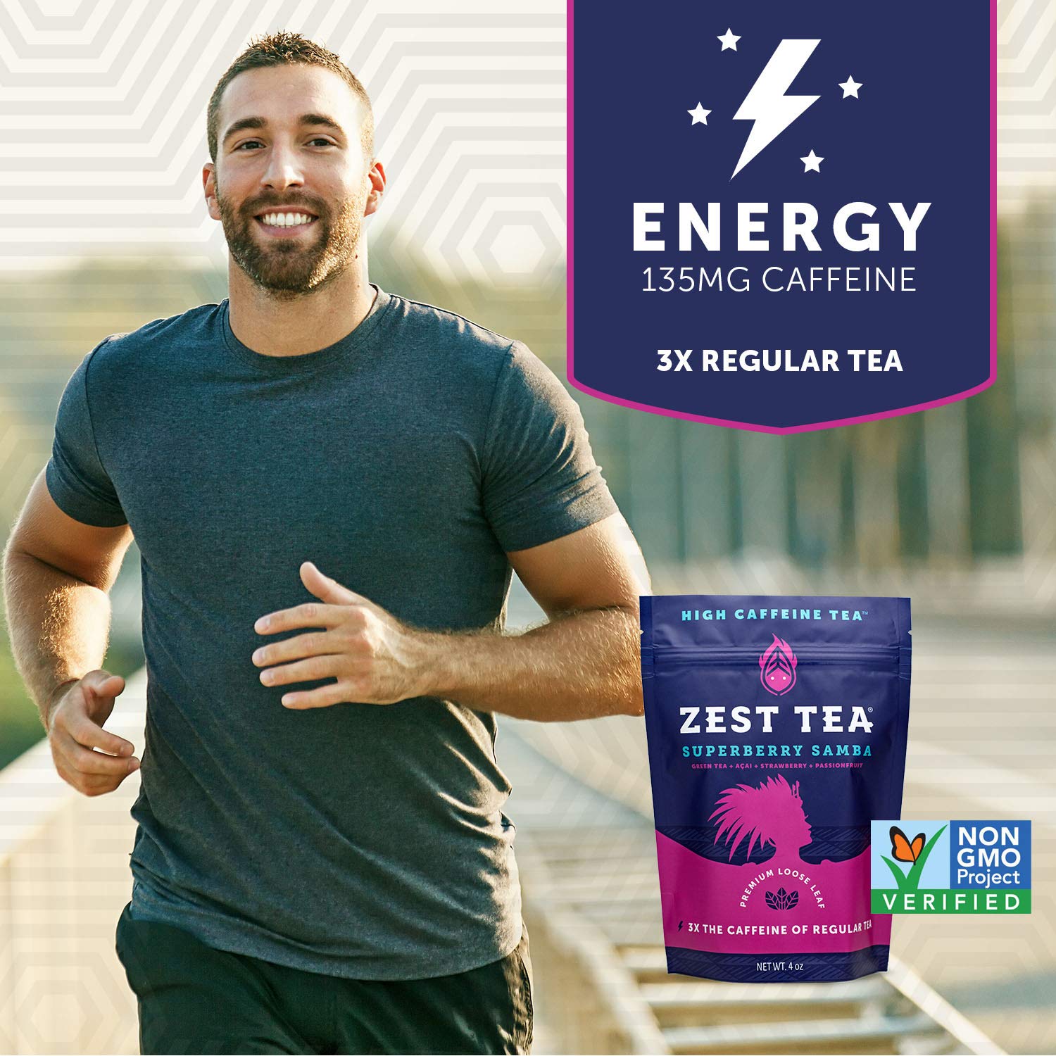 Zest Tea Premium Energy Tea, High Caffeine Coffee Substitute, Perfect For Keto