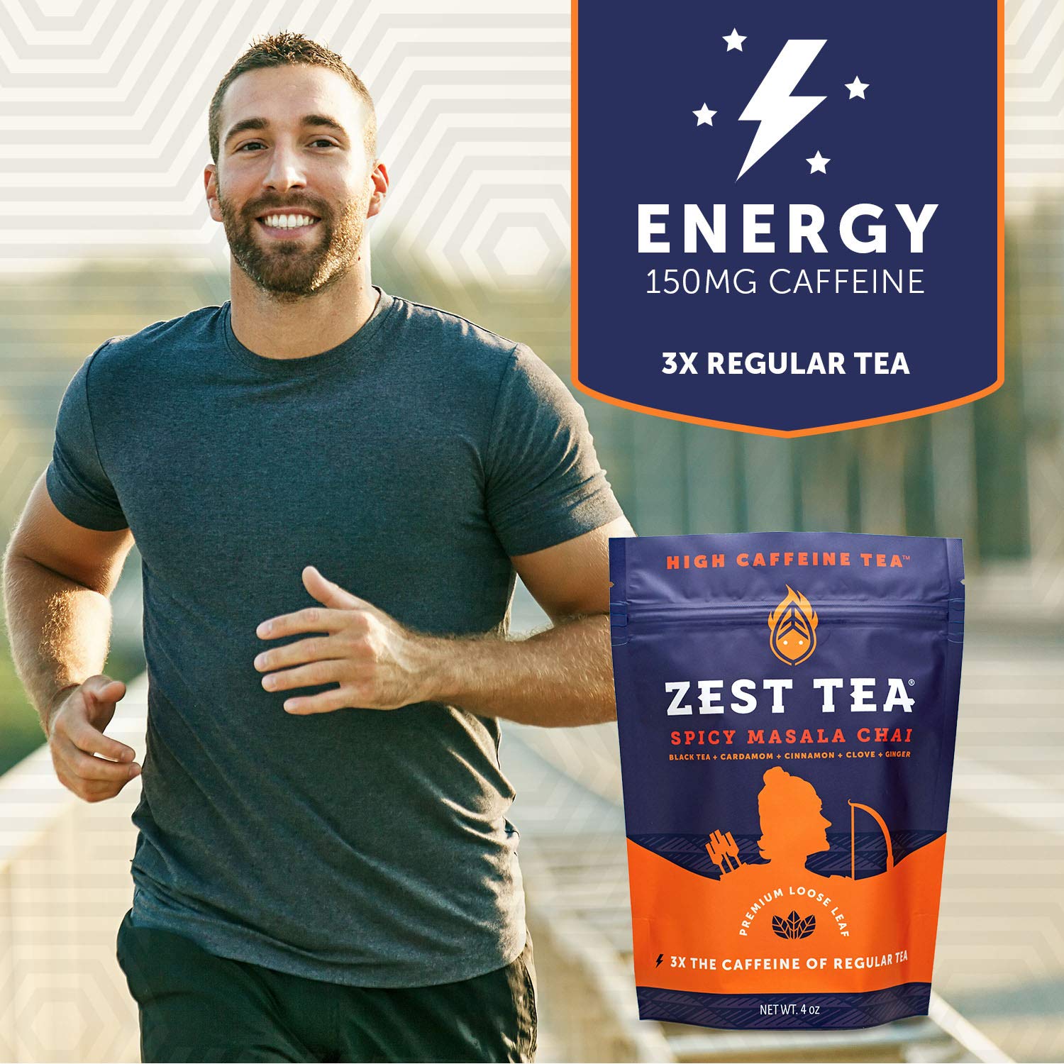 Zest Tea Premium Energy Tea, High Caffeine Coffee Substitute, Perfect For Keto