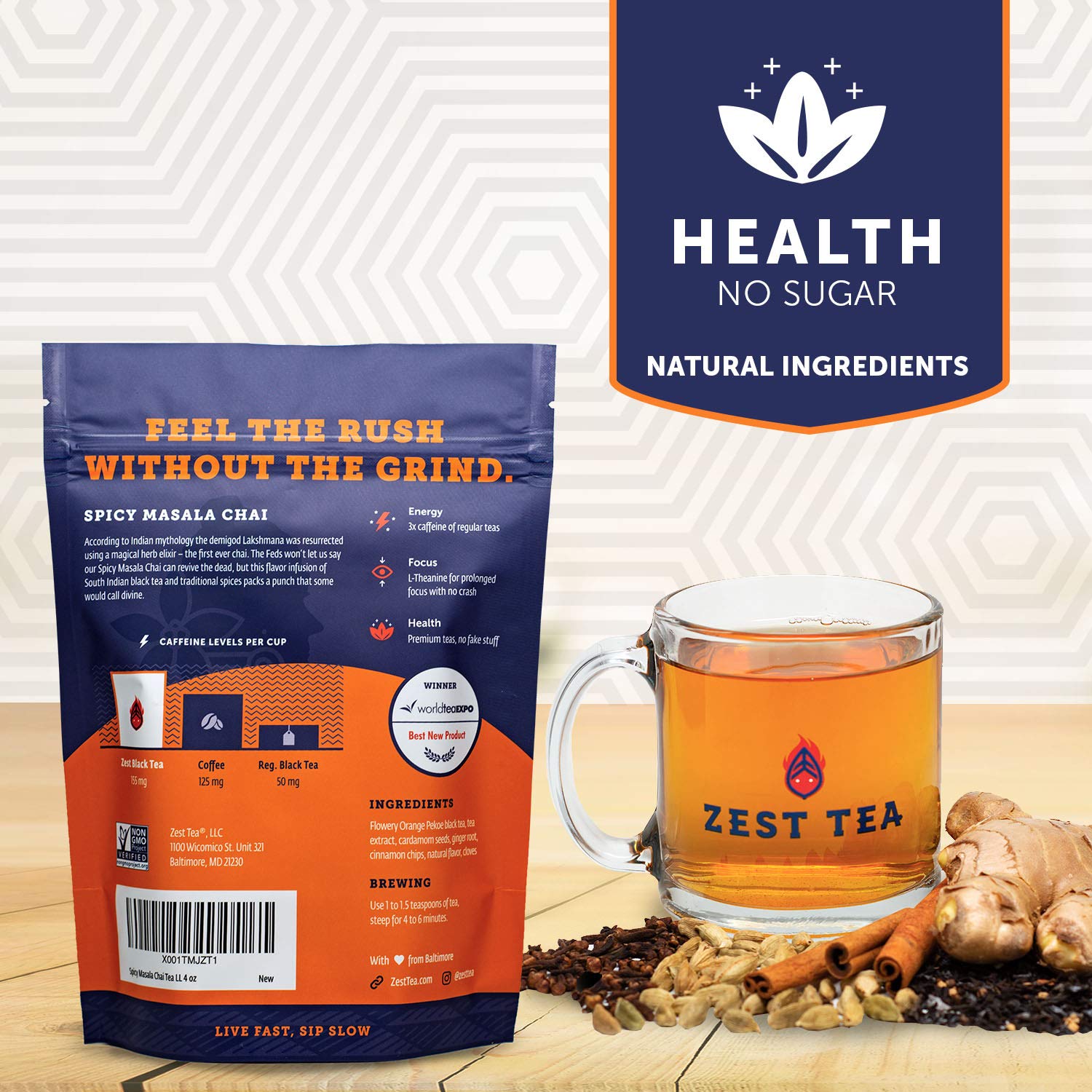 Zest Tea Premium Energy Tea, High Caffeine Coffee Substitute, Perfect For Keto