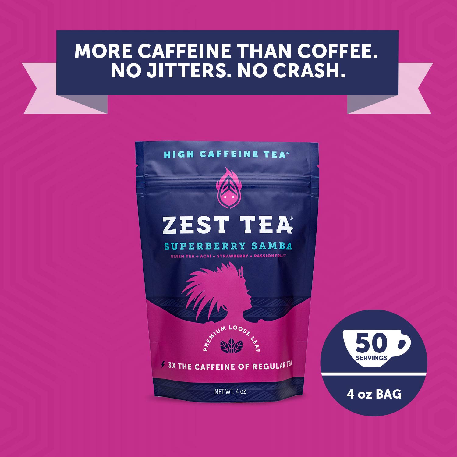 Zest Tea Premium Energy Tea, High Caffeine Coffee Substitute, Perfect For Keto