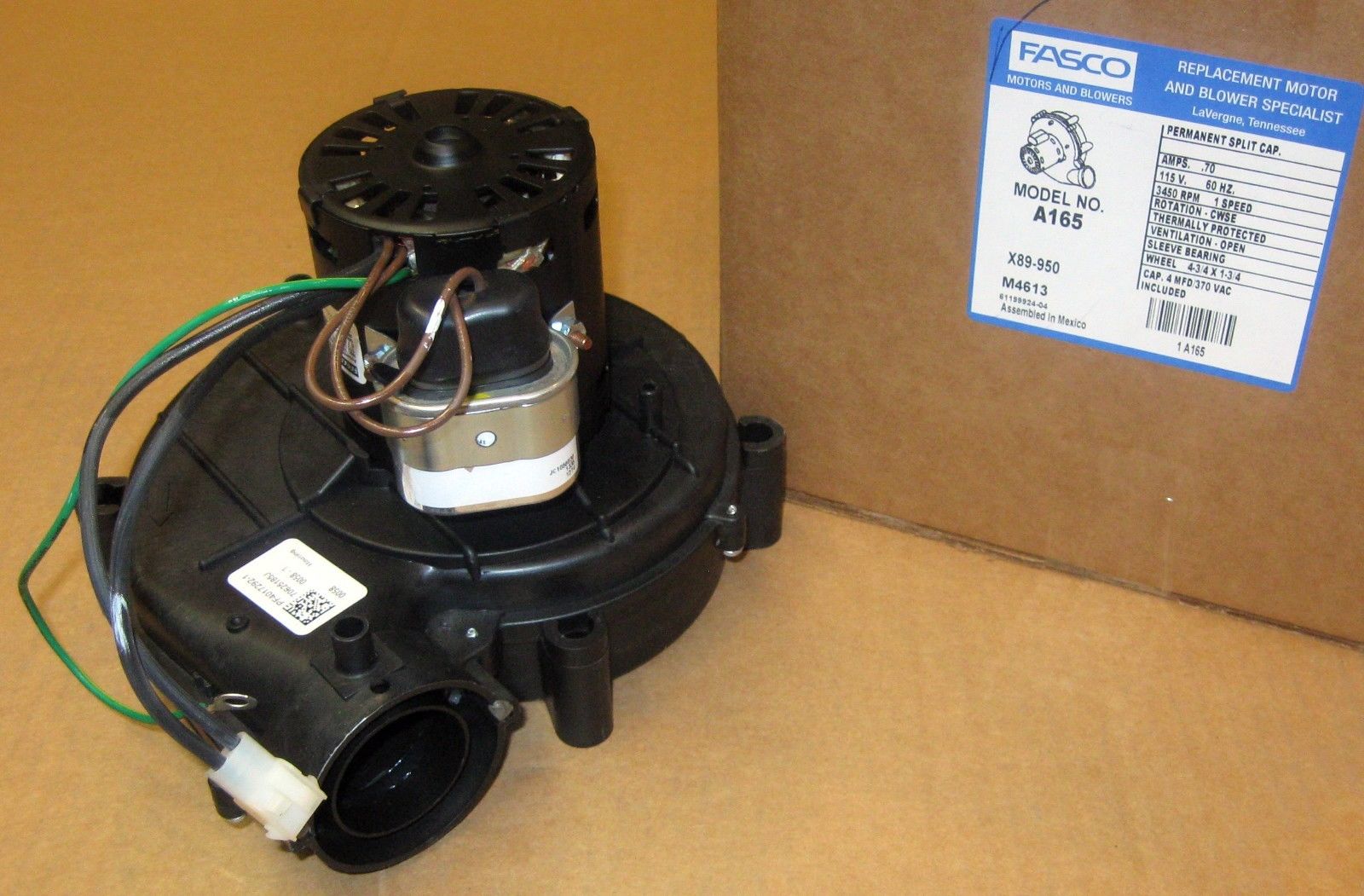 Fasco A165 Furnace Draft Inducer Motor for York 7062-3958 024-25960-000