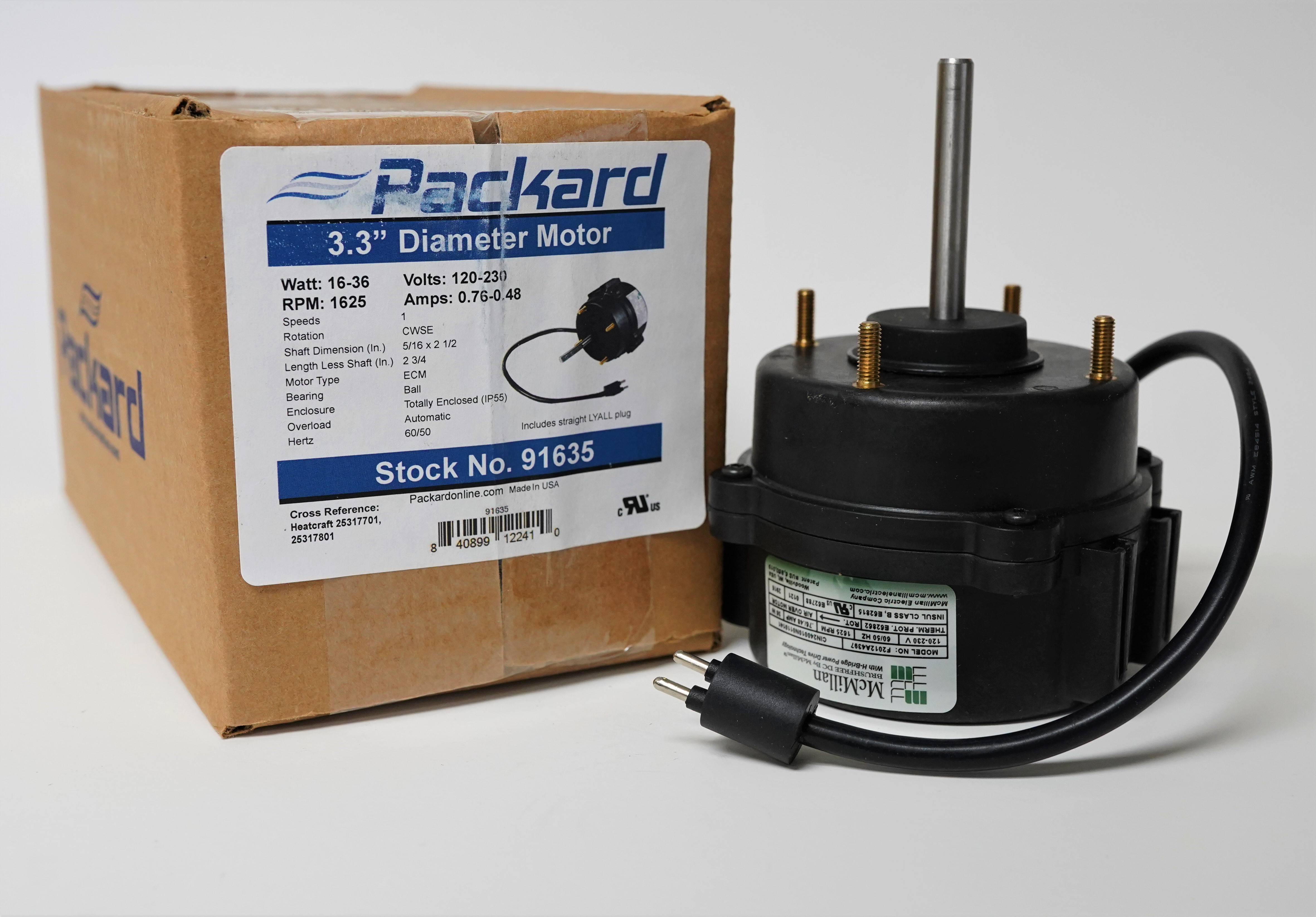 Packard 91635 Refrigeration Motor for Bohn Heatcraft 25317701 25317801