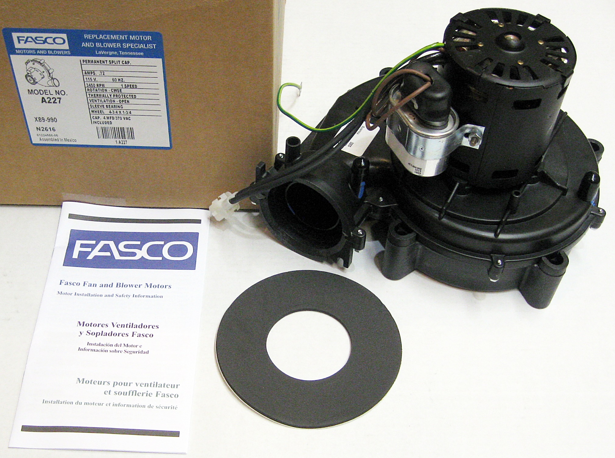 Fasco A227 Furnace Draft Inducer Blower Motor for York 02427641000