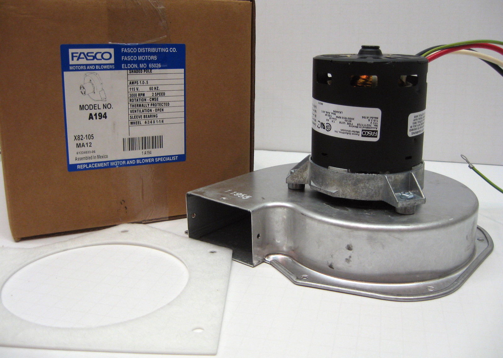 Fasco A194 Furnace Inducer Blower Motor for Trane 70219561 70219511 D330900P01 663001032762 eBay