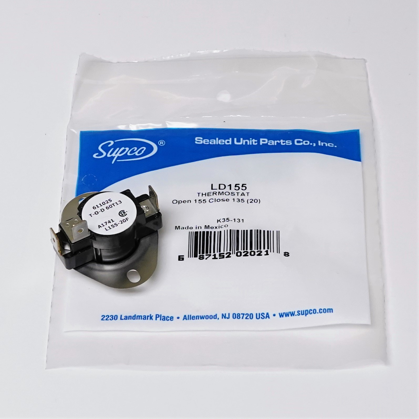 Supco LD15520 Heater Limit Thermostat Thermodisc Open On Rise 3 Wire