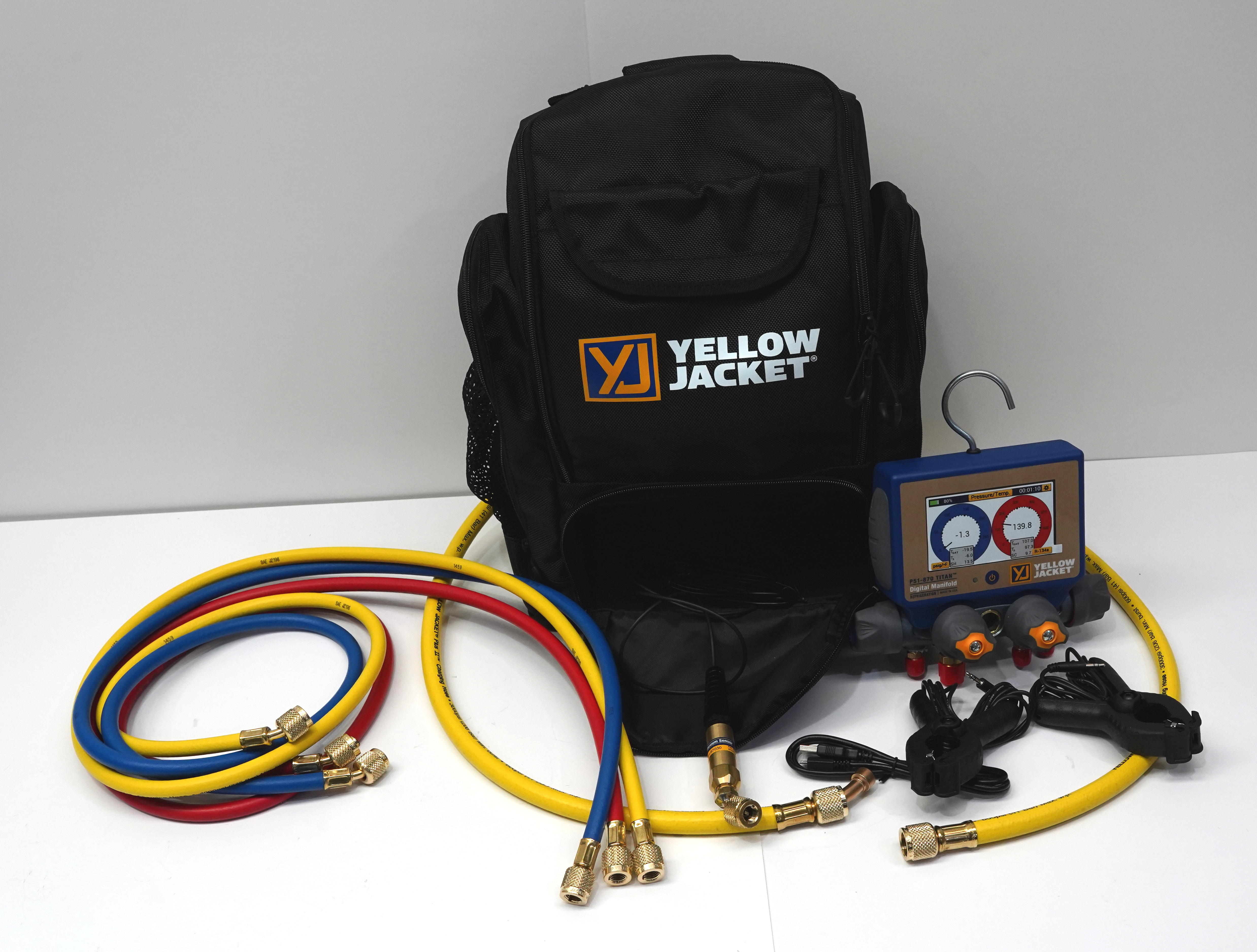 Yellow Jacket 40870 P51870 Titan Digital Manifold Kit with Sensors and