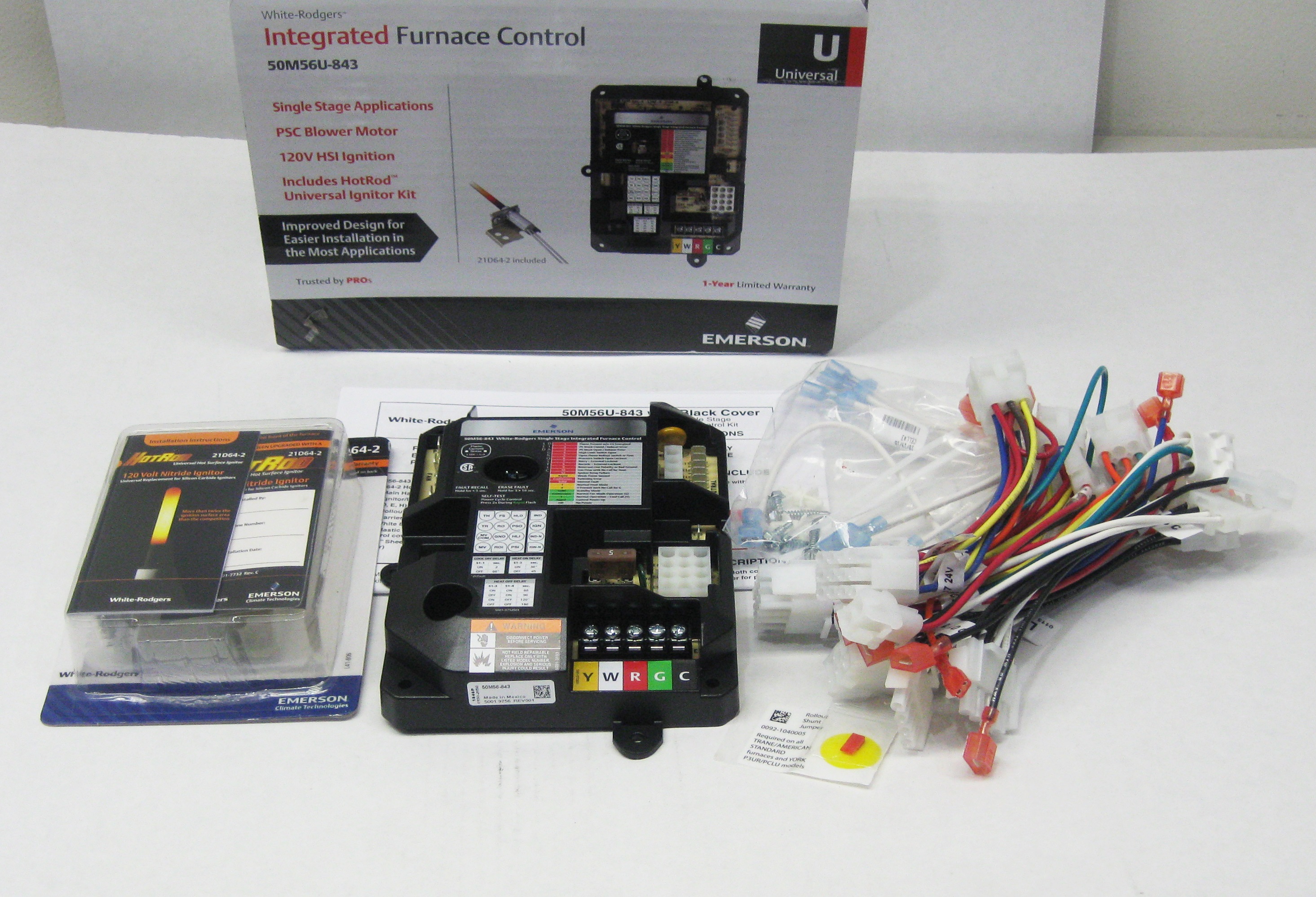 50M56U843 White Rodgers Universal Furnace Control Module Kit for Rheem