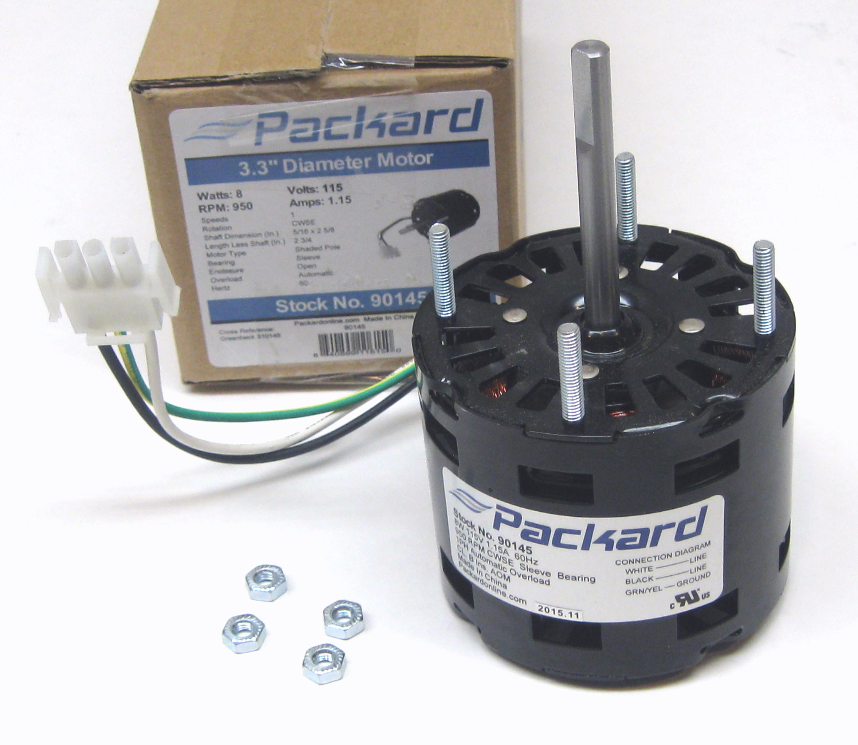 Packard 90145 Motor for Greenheck 310145, 8 Watt, 115/60 Volts
