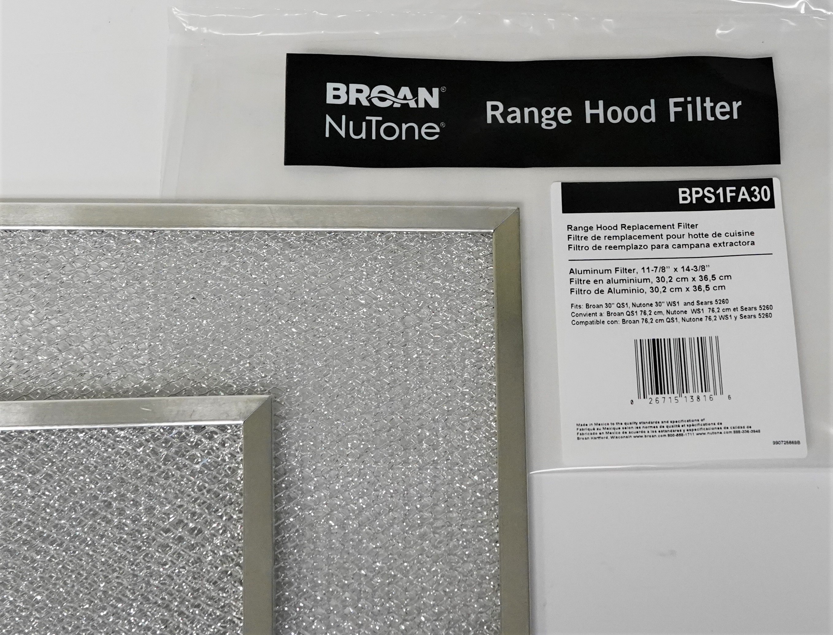 L Aluminium  Range Hood Filter W x 14-1/2 in Broan  12 in