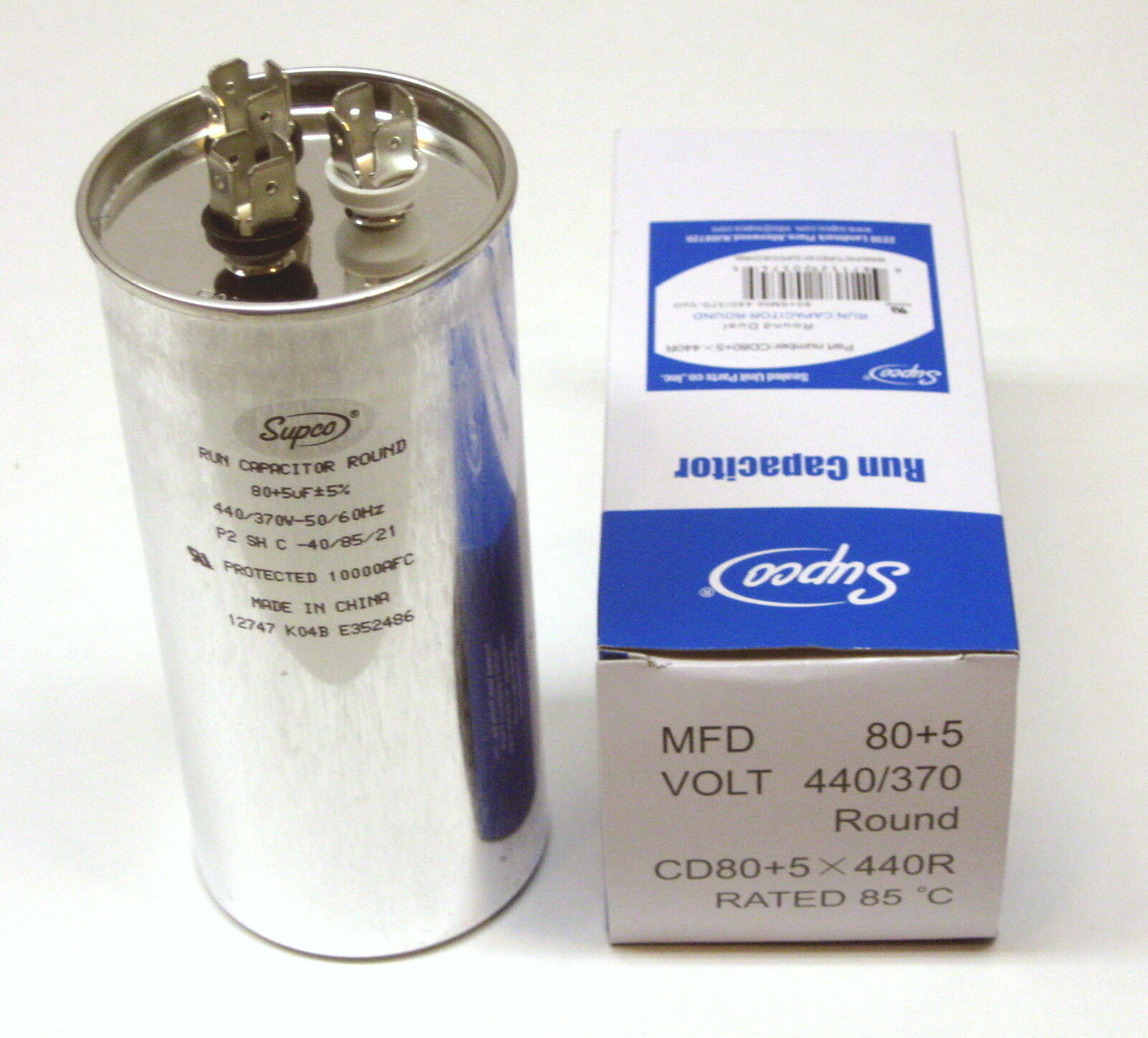 Air Conditioning HVAC Round Dual Motor Run Capacitor 80 + 5 MFD 440