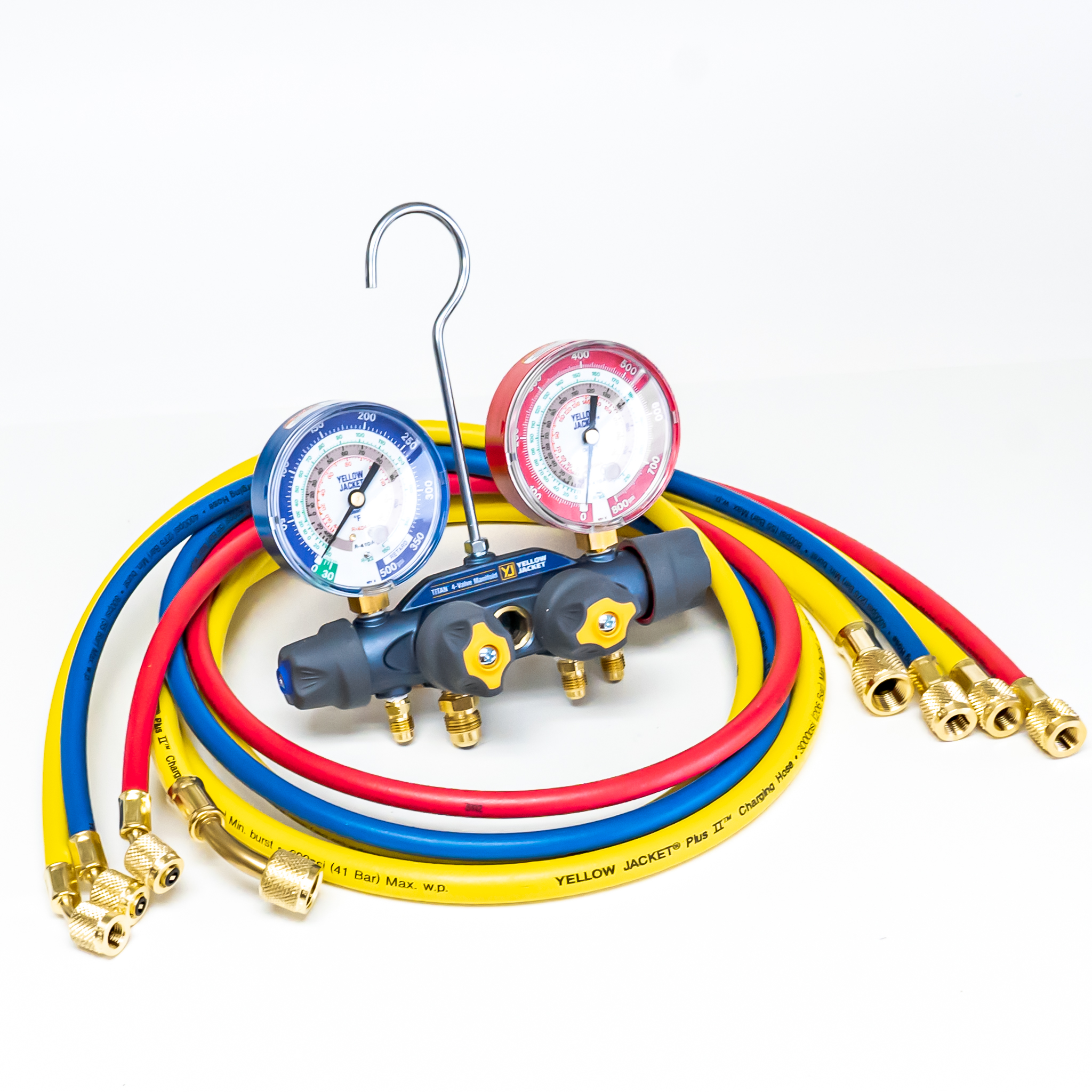 Yellow Jacket 49967 Titan Charging Manifold 4-Valve w Sight Glass