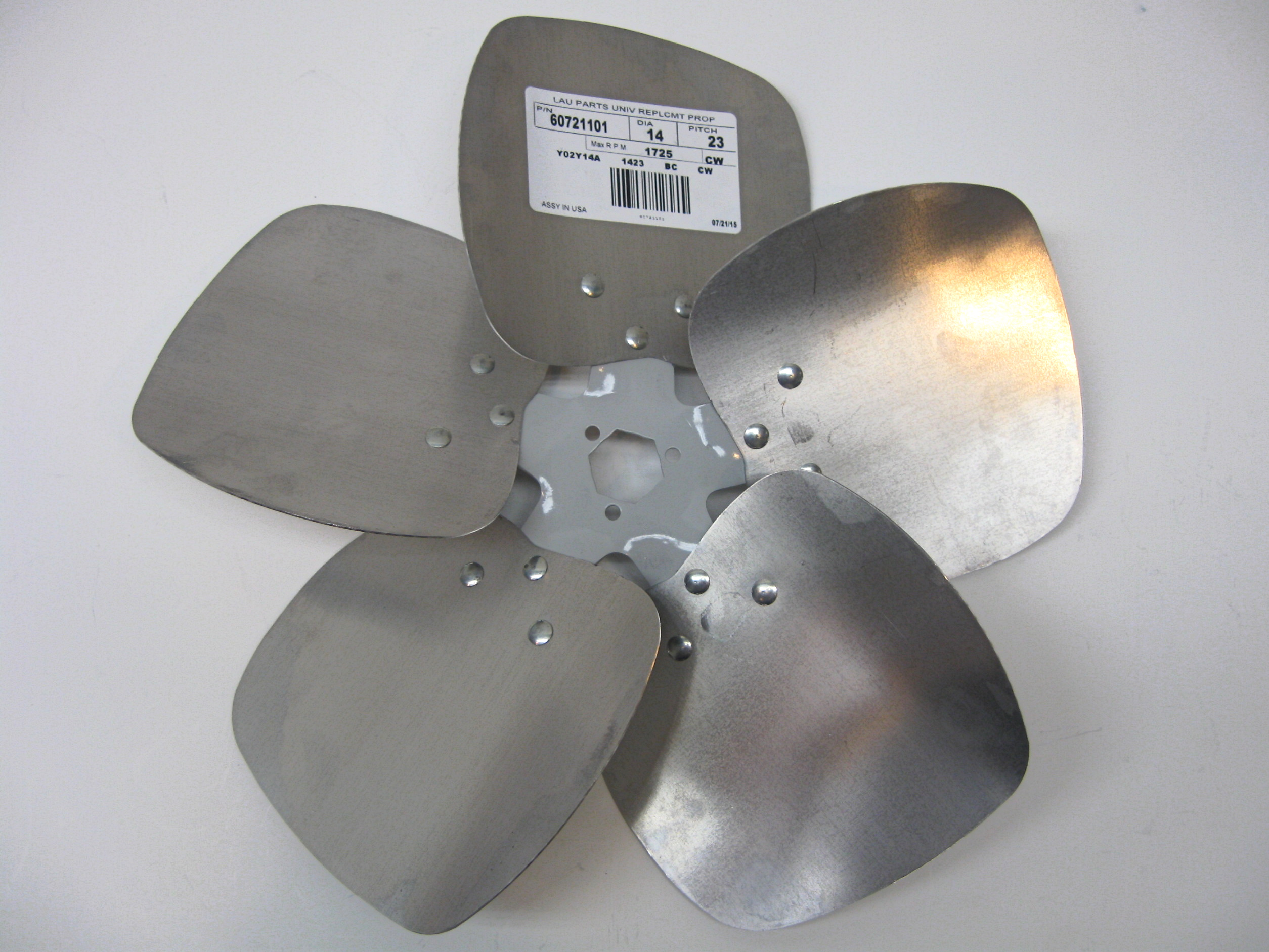 60721101 Lau 14" Diameter 23 Degree Pitch 5 Blade CW Fan 5C1423CW
