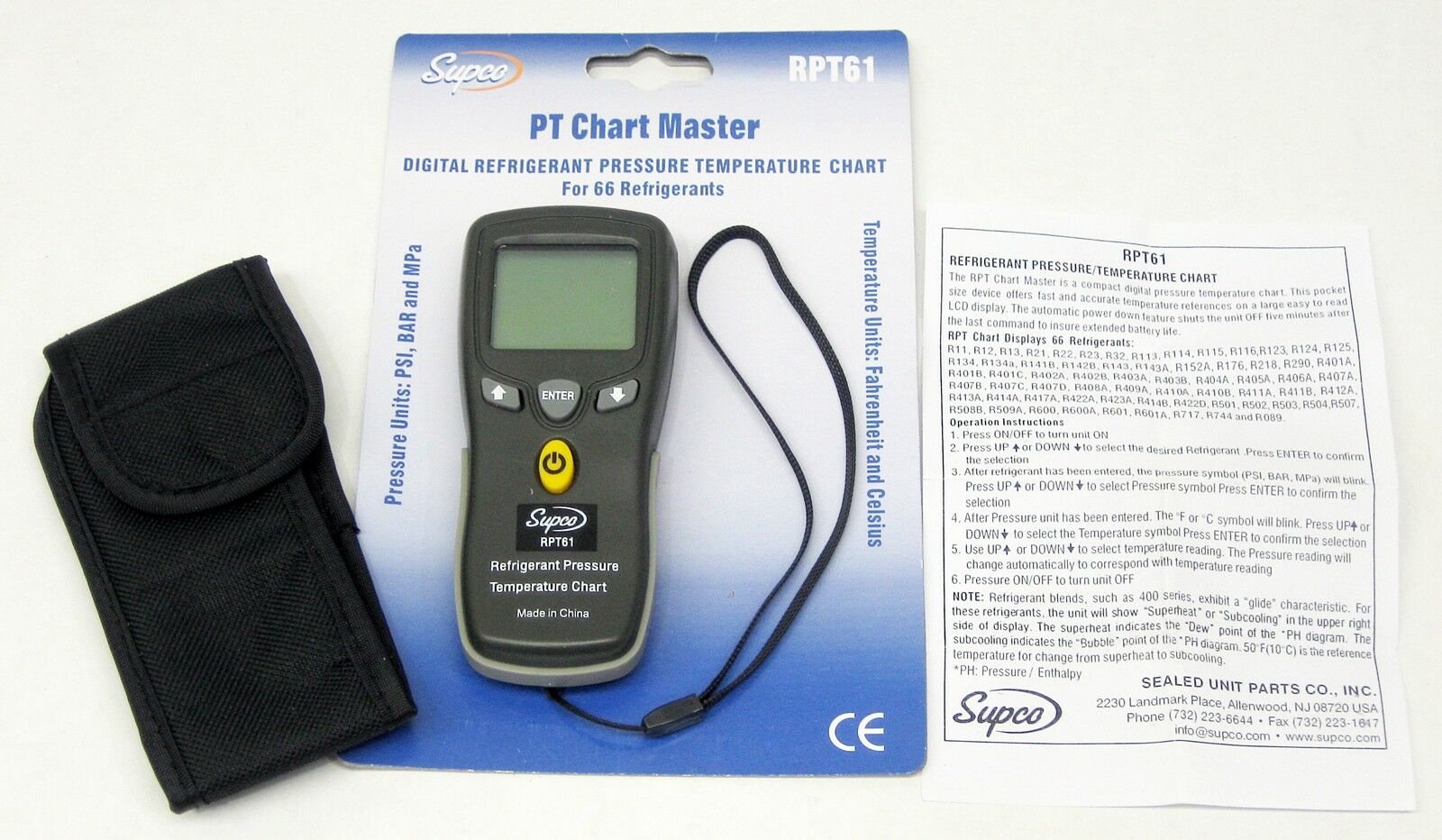 Details about Supco RPT61 PT Chart Master Digital Refrigerant Pressure  Temperature Chart