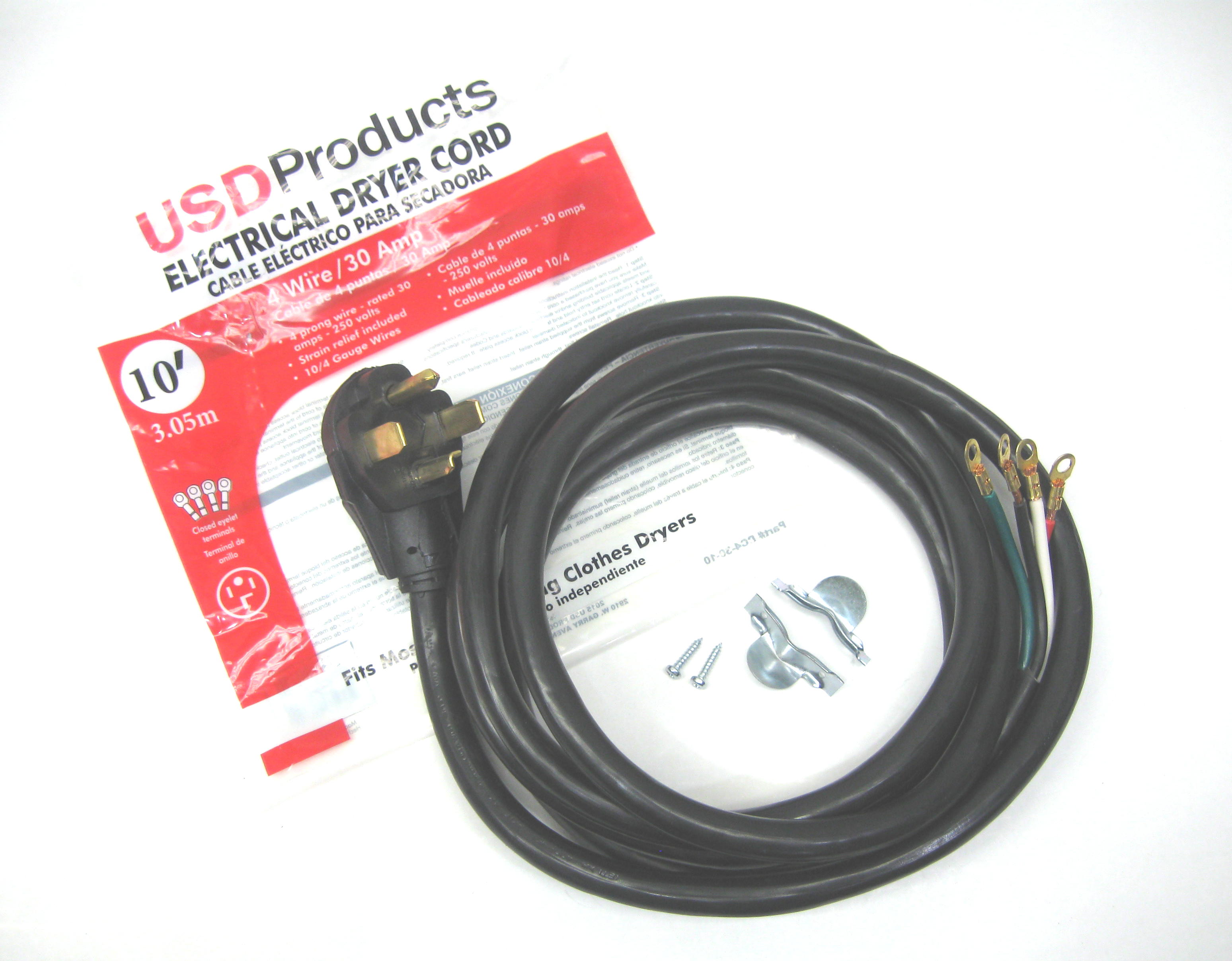 Clothes Dryer Power Cord 4 Prong Wire 30 Amp 10 Foot 10 4 Gauge