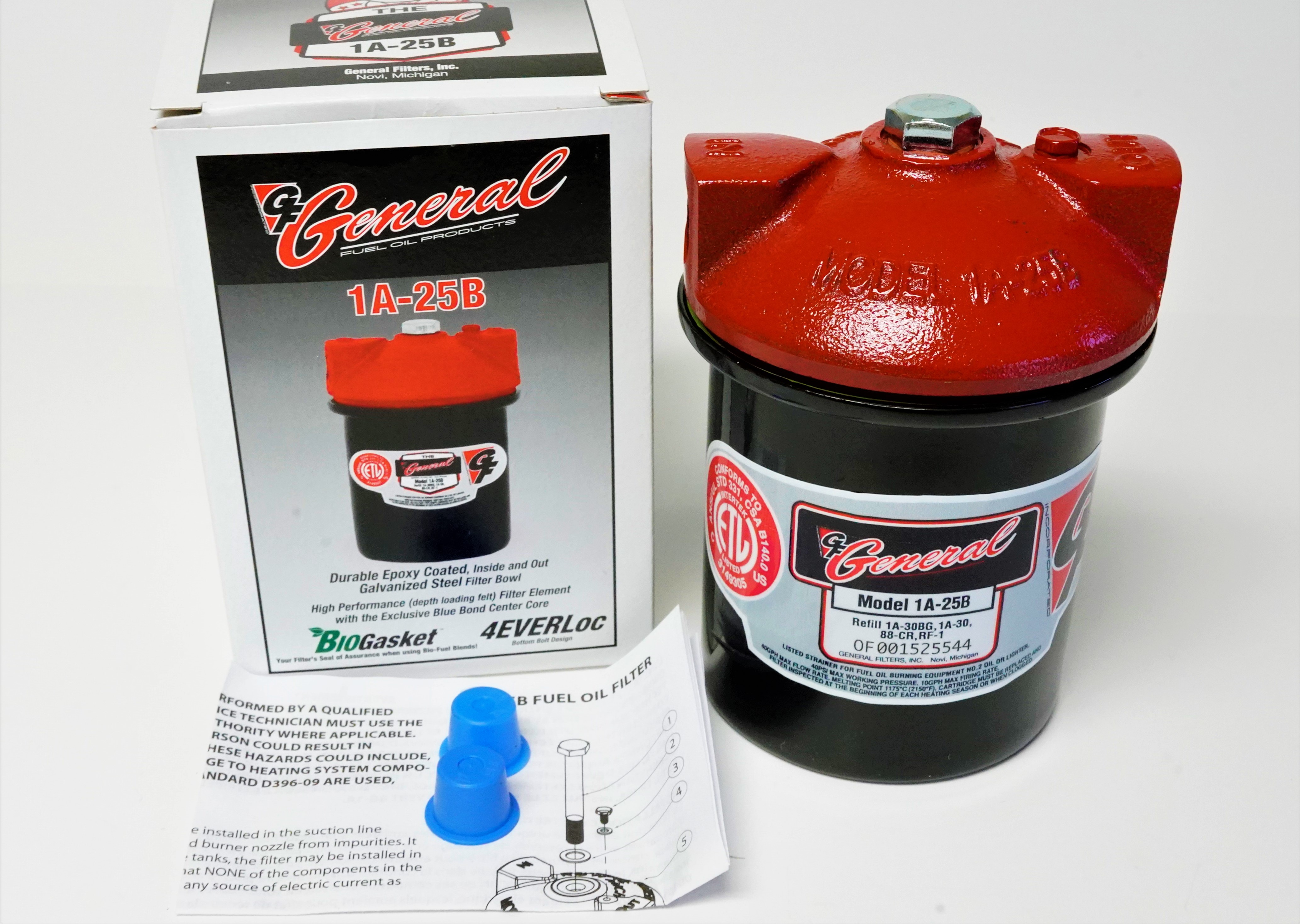 1A25B General Wool Fuel Oil Filter and Housing 3/8" refill 1A30, 88