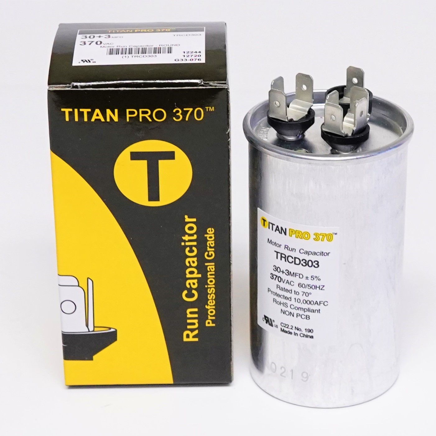 TitanPro TRCD303 HVAC Round Dual Motor Run Capacitor 30/3 MFD/UF