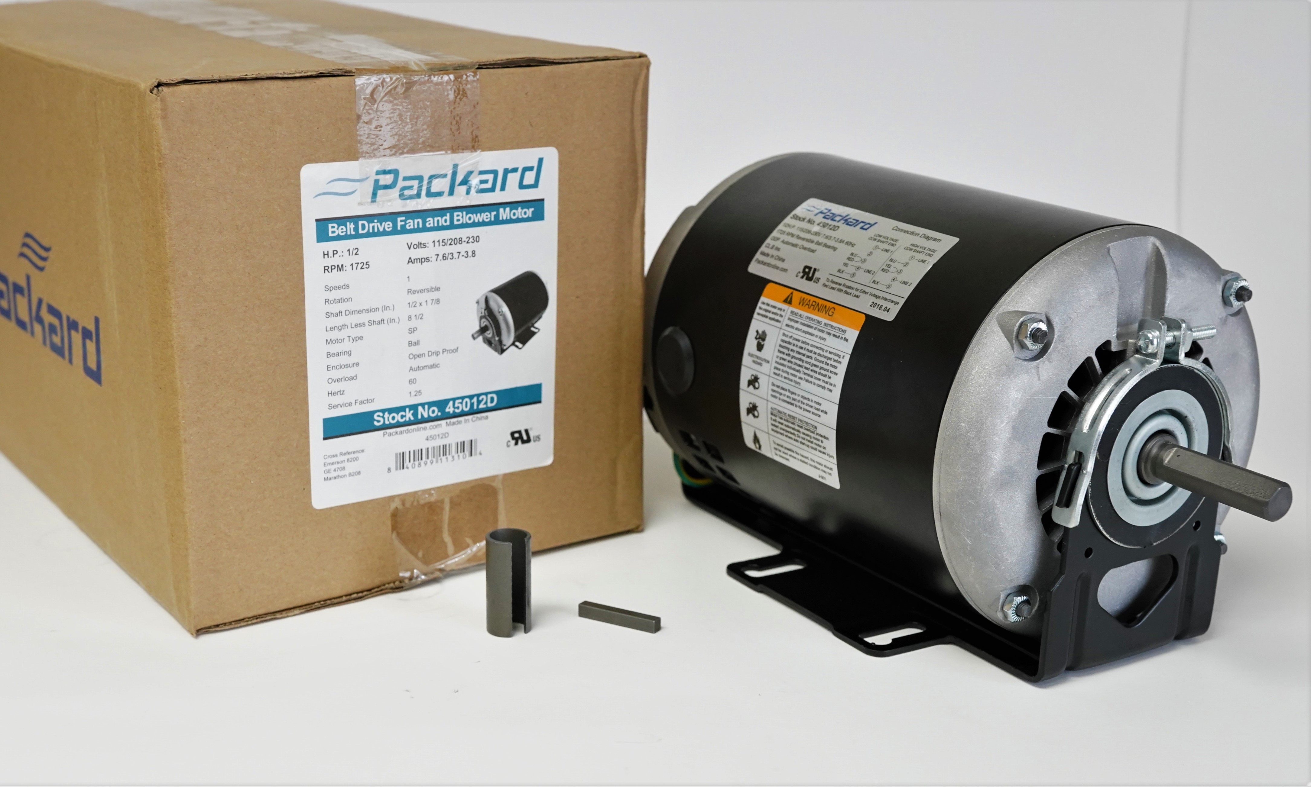 Packard 45012D 1/2 HP 1725 RPM 115/230 Volts Belt Drive Fan Blower ...