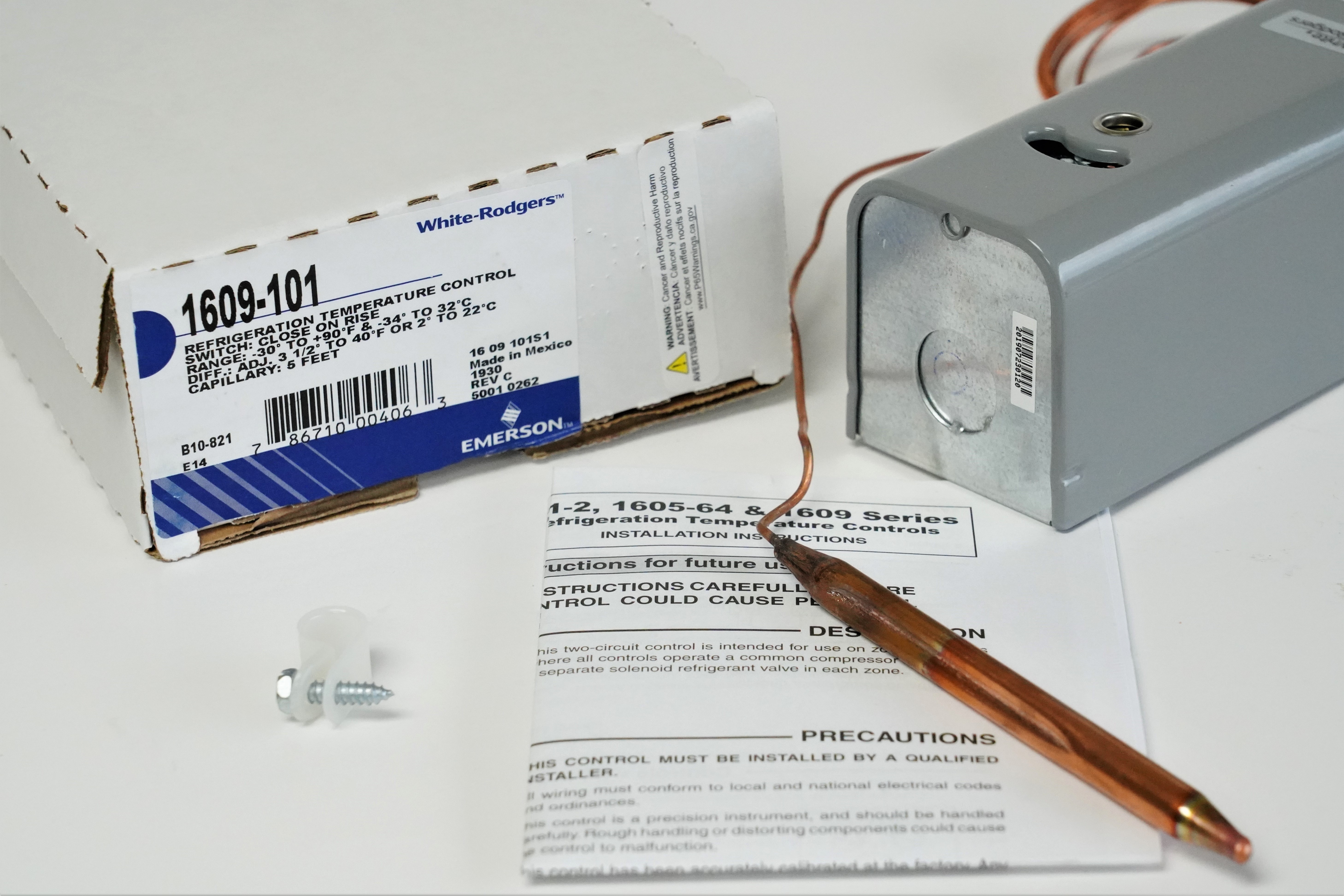 White Rodgers 1609-101 Commercial Refrigeration Temperature Control – Cooler Replacement Thermostat