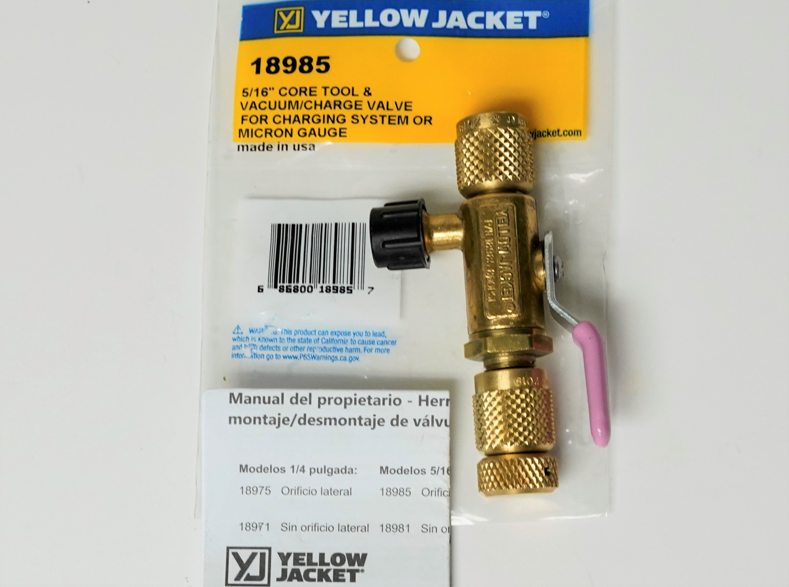 Yellow Jacket 18985 Ball Valve Core Removal Tool 5/16 Flare Access