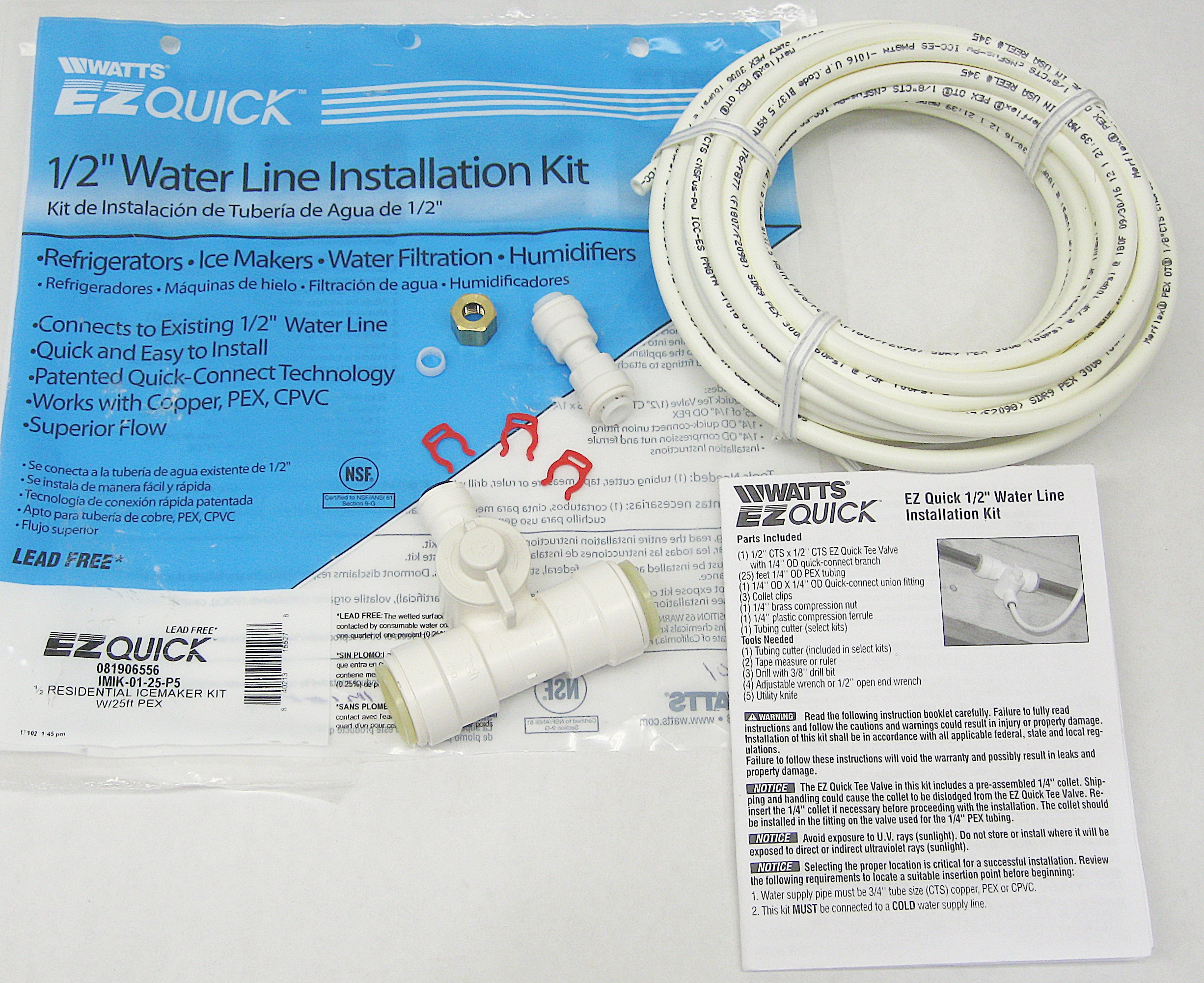 1/2" Water Line Installation Kit for Refrigerator Ice Makers