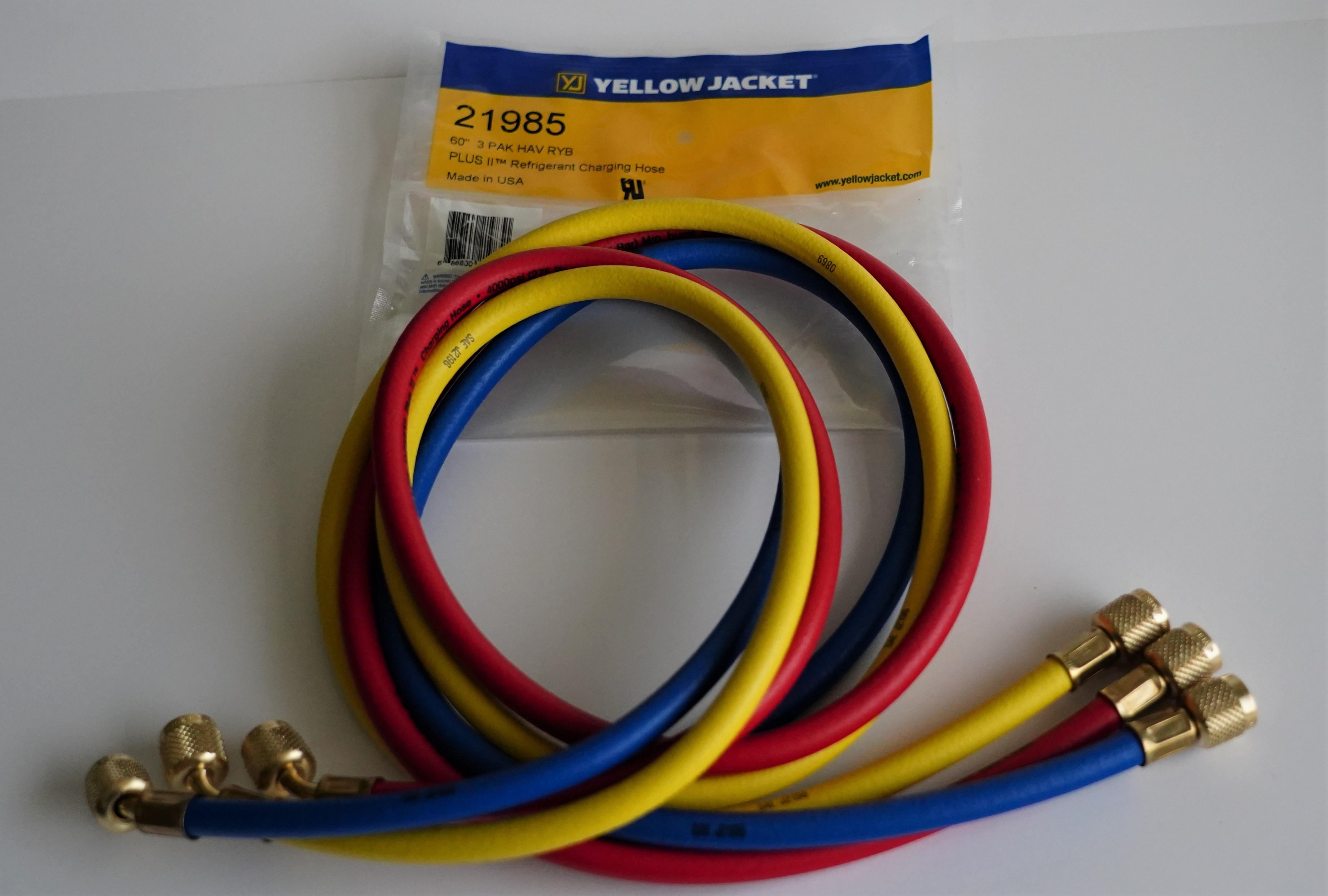 Yellow Jacket 21985 60" HVAC Charging Hoses HAV60RYB Standard Fittings Set 686800219851 eBay