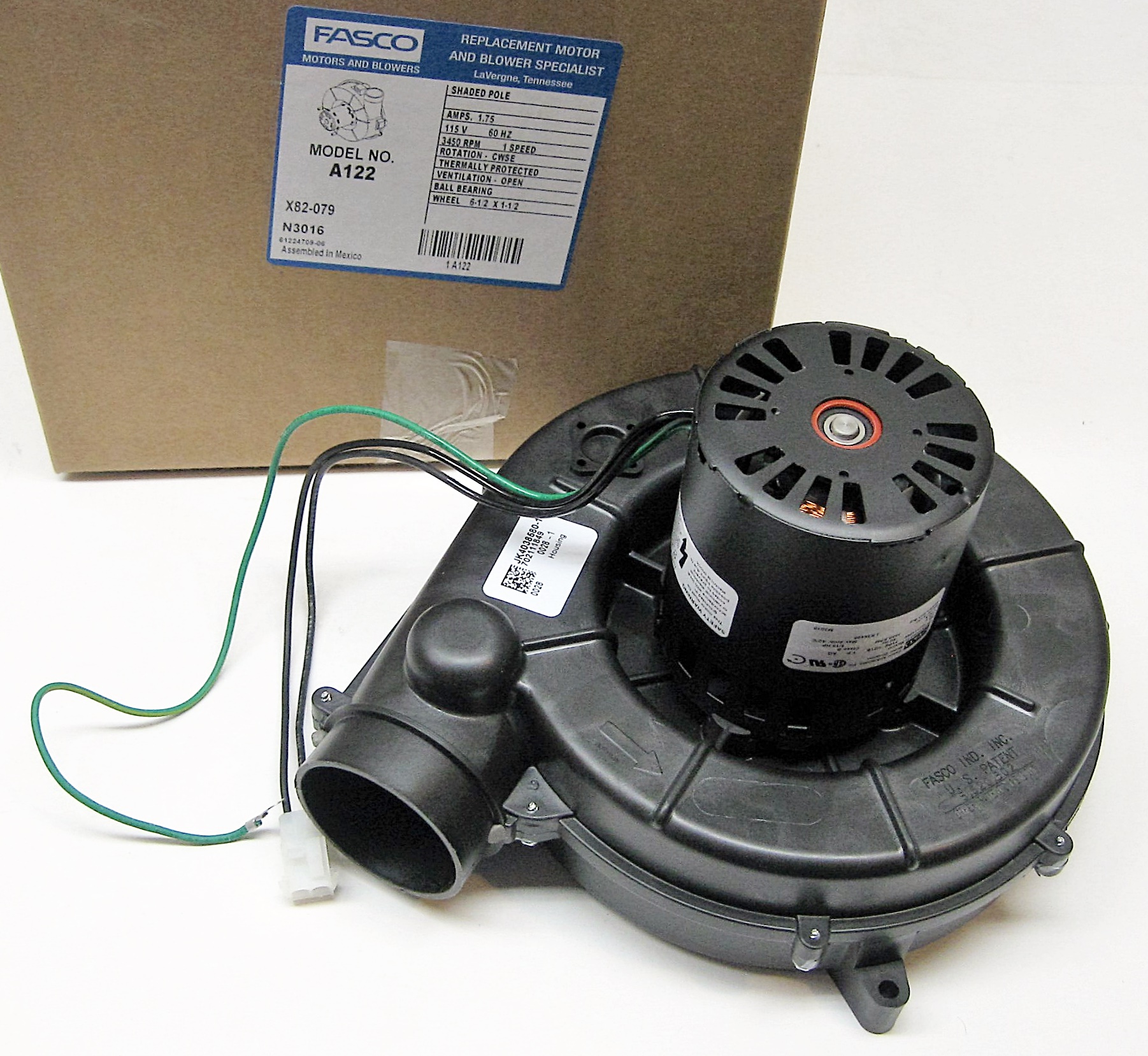 Fasco A122 Draft Inducer Furnace Fan Motor for Nordyne Intertherm