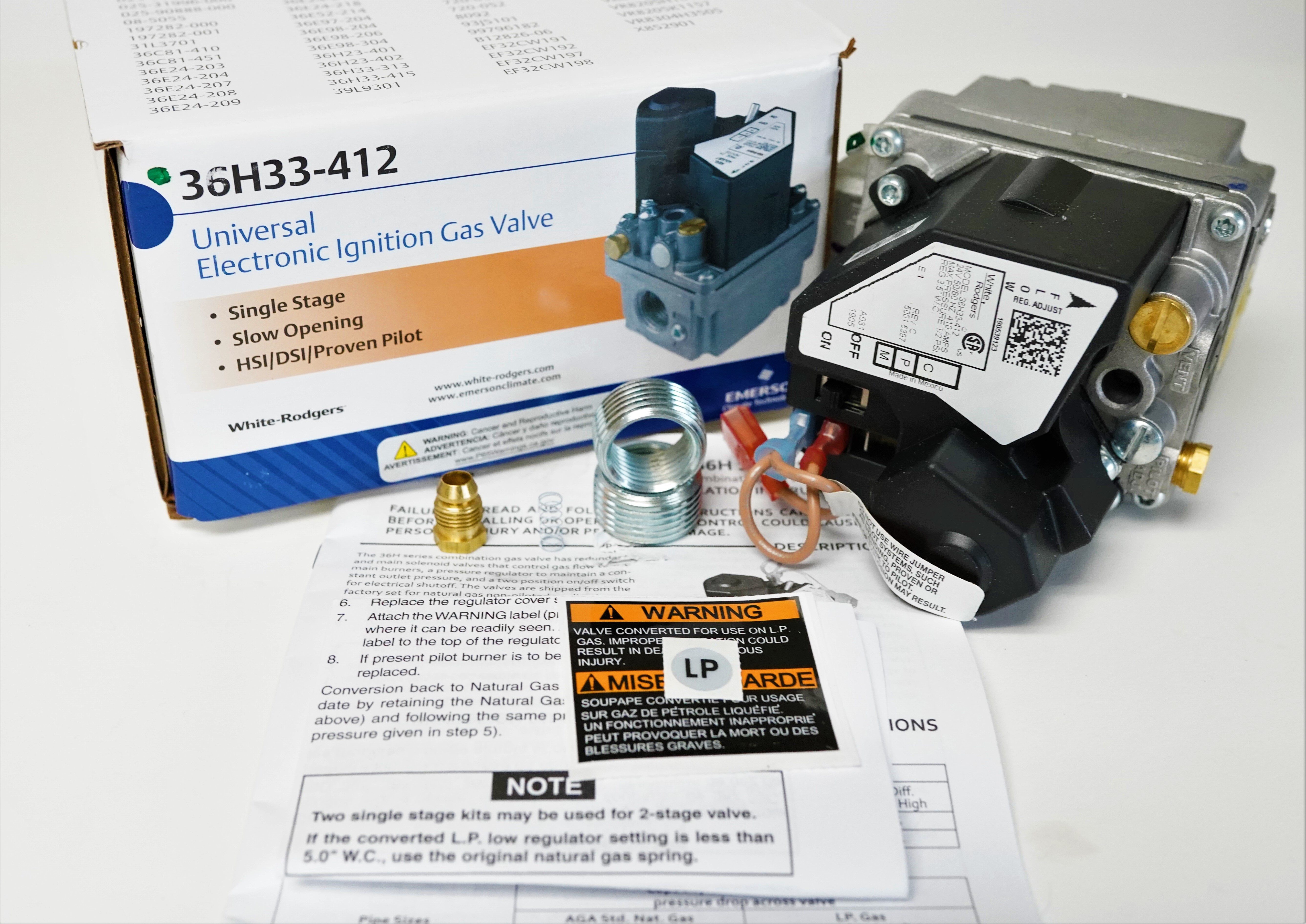 36H33412 WhiteRodgers Universal Electronic Ignition Gas Valve 3/4" x