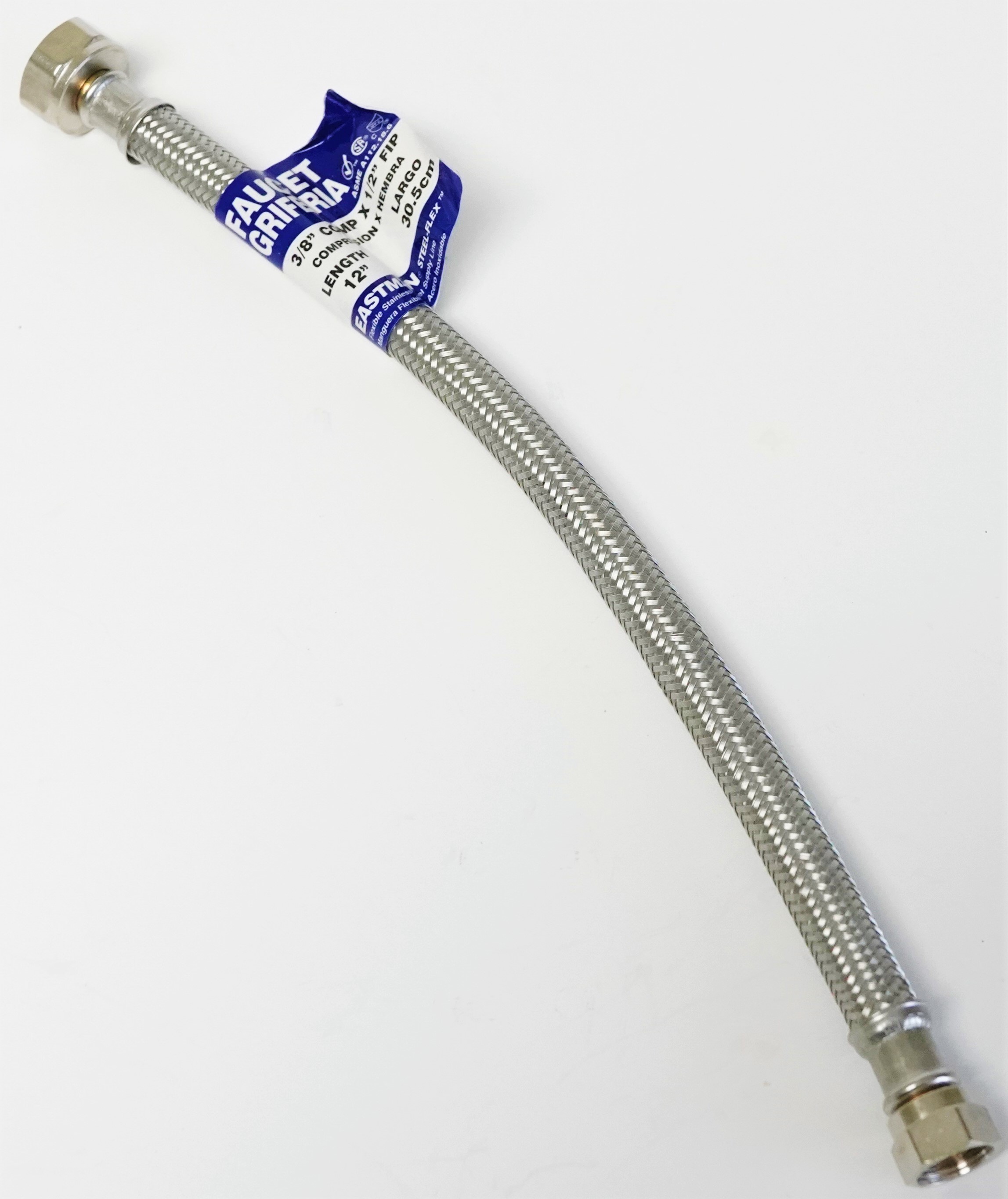 48003 12" Faucet Sink Connector Water Supply Line 1/2 FIP x 3/8