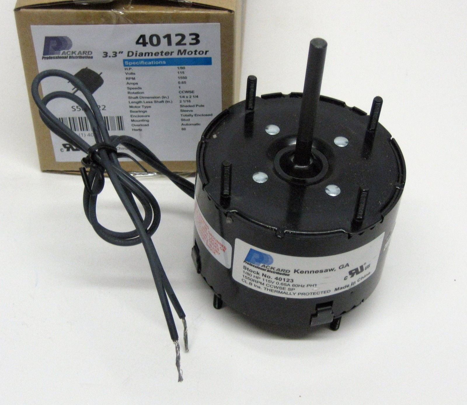 40123 PACKARD 3.3 INCH DIAMETER MOTOR 115 VOLTS 1550 RPM