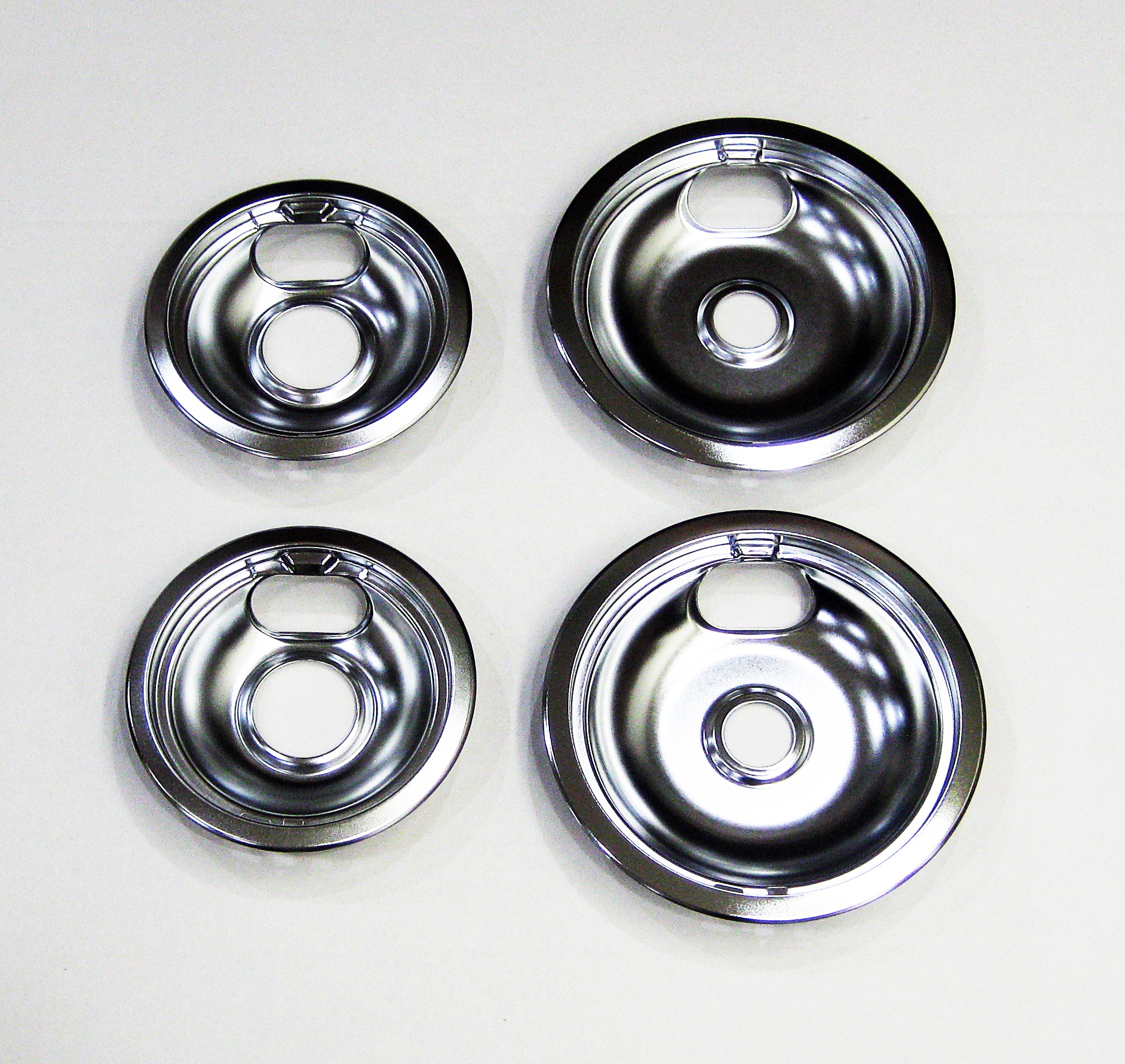 Range Burner Drip Pan Bowl Bib Set for GE 3 of WB32X107 1 of WB32X106 Chrome