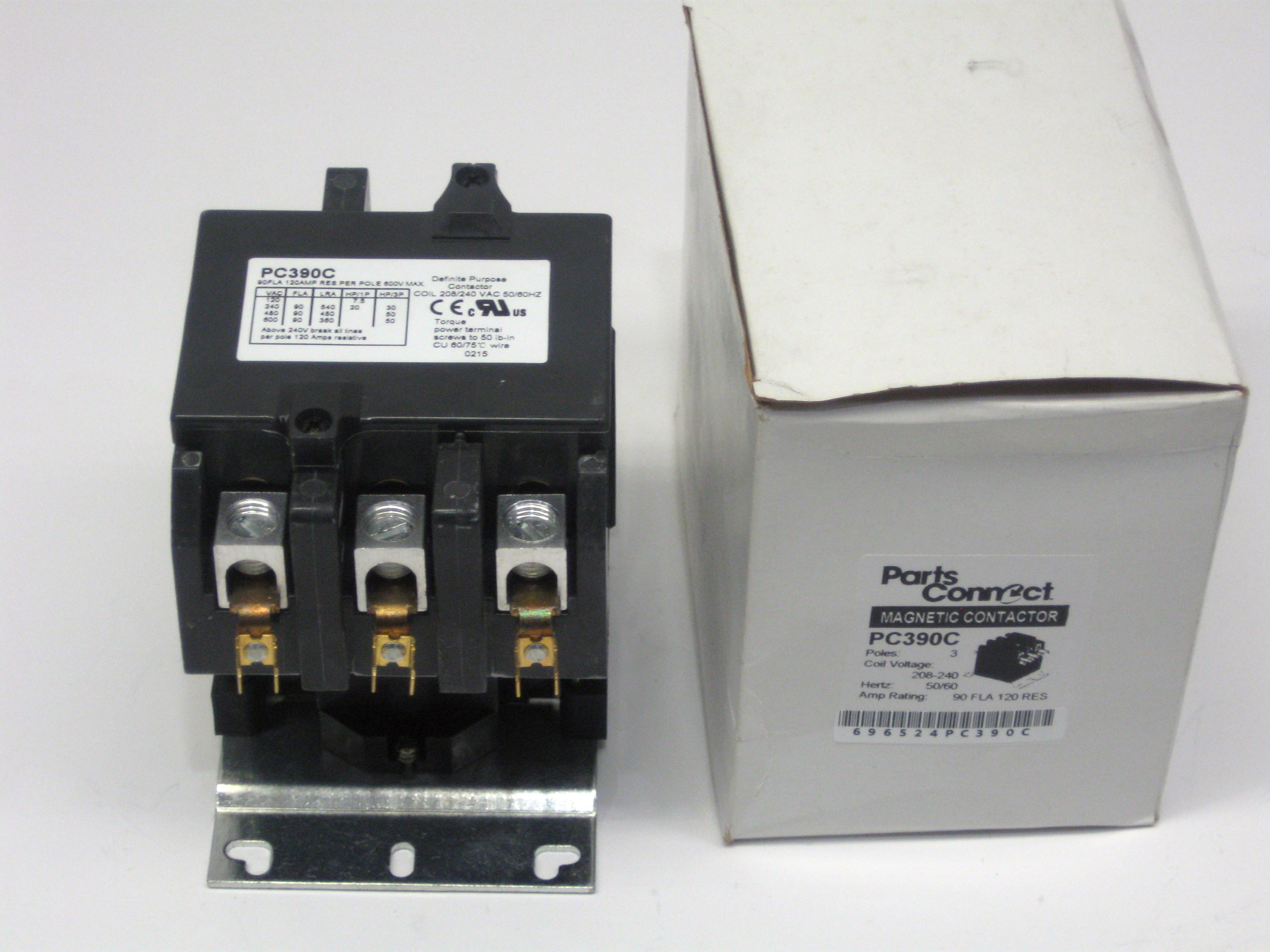 Contactor Three (3) Pole 90 Amp 240 Volts Air Conditioning PC390C eBay