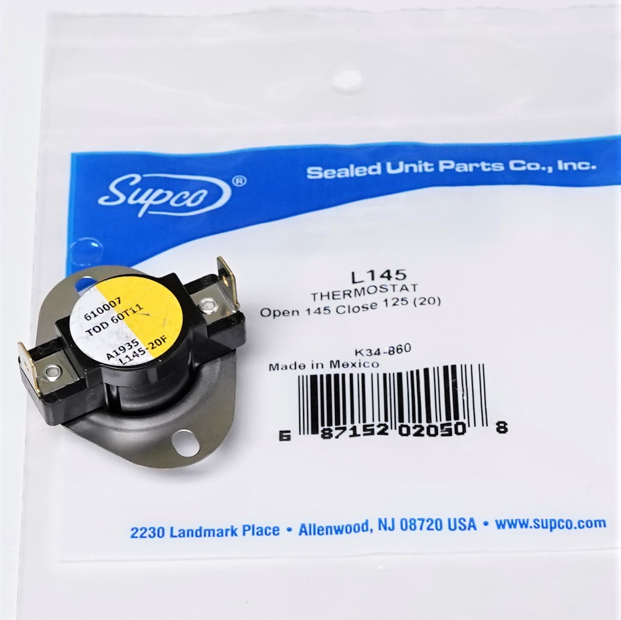 Supco L14520 Heater Limit Thermostat Thermodisc Open On Rise