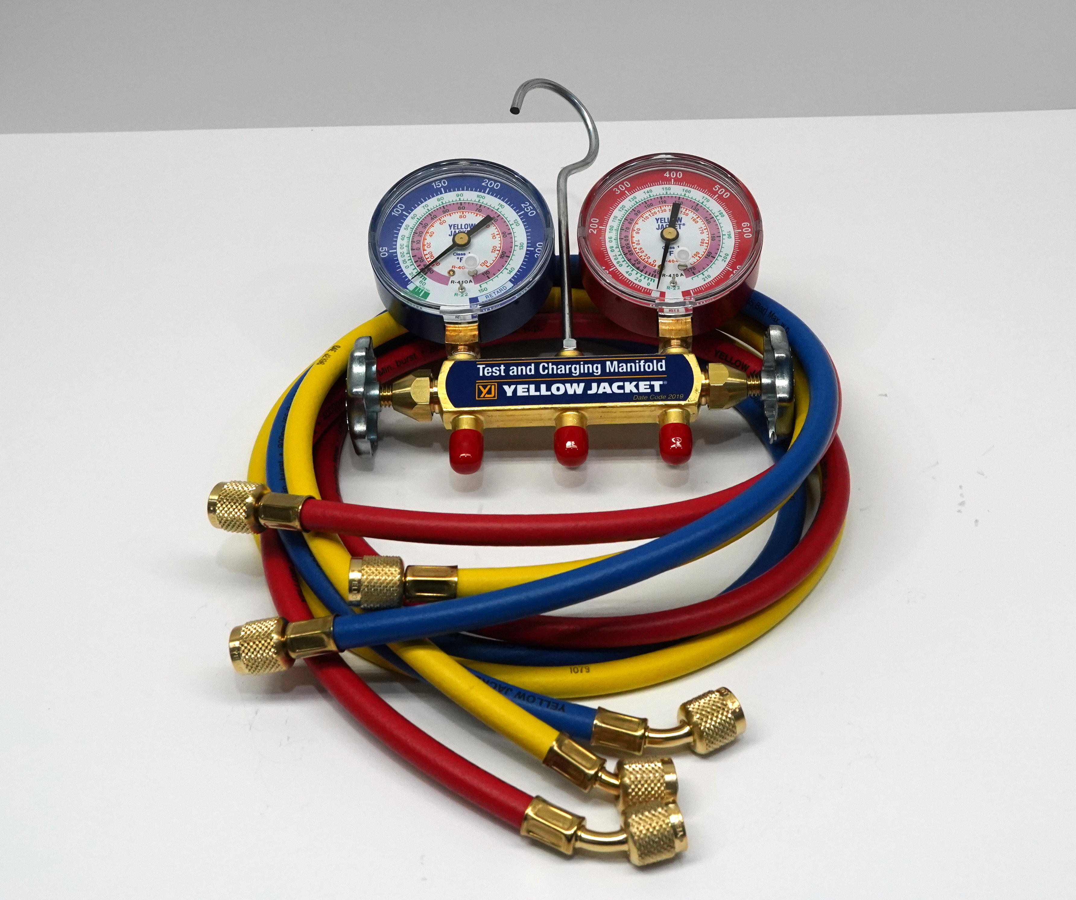 Yellow Jacket Manifold Gauge 42004 with 60" RYB Hoses Standard Fitting